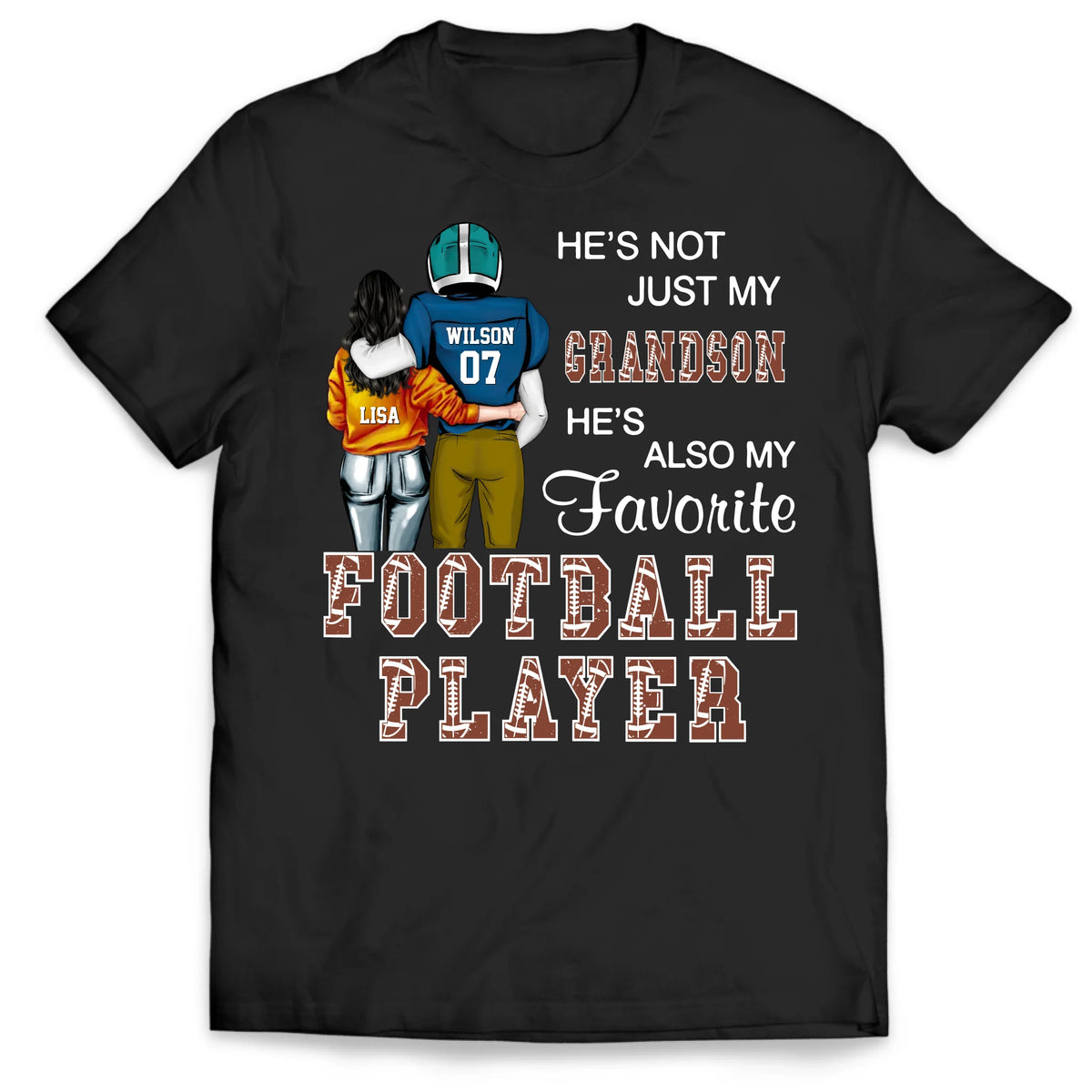 My Grandson, My Favorite Football Player - Personalized T-Shirt, Custom Football Grandma/Grandpa T-Shirt