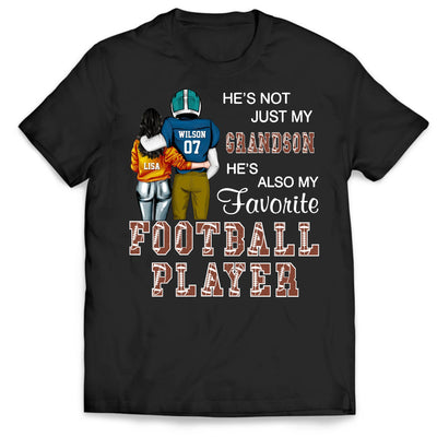 My Grandson, My Favorite Football Player - Personalized T-Shirt, Custom Football Grandma/Grandpa T-Shirt
