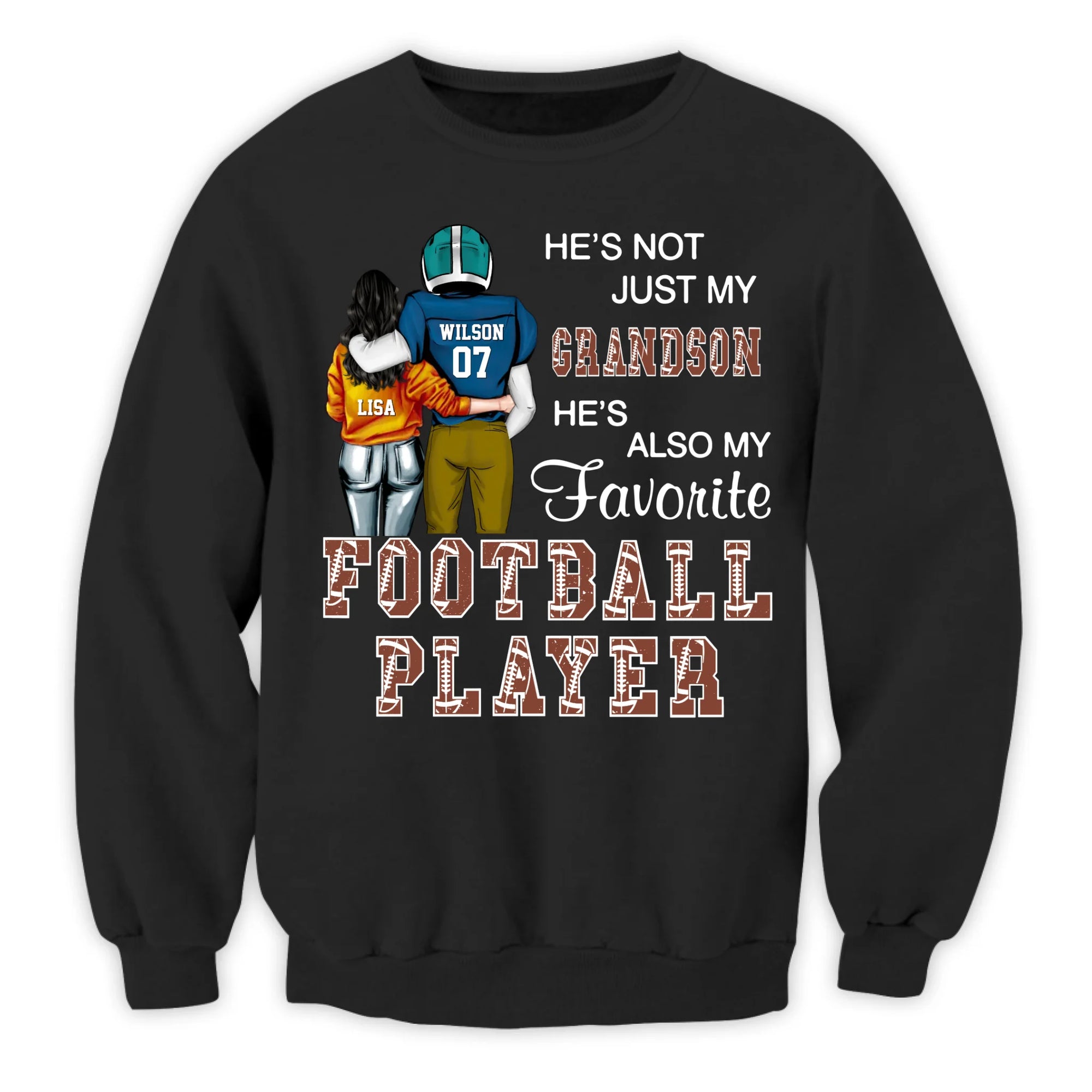 My Grandson, My Favorite Football Player - Personalized T-Shirt, Custom Football Grandma/Grandpa T-Shirt