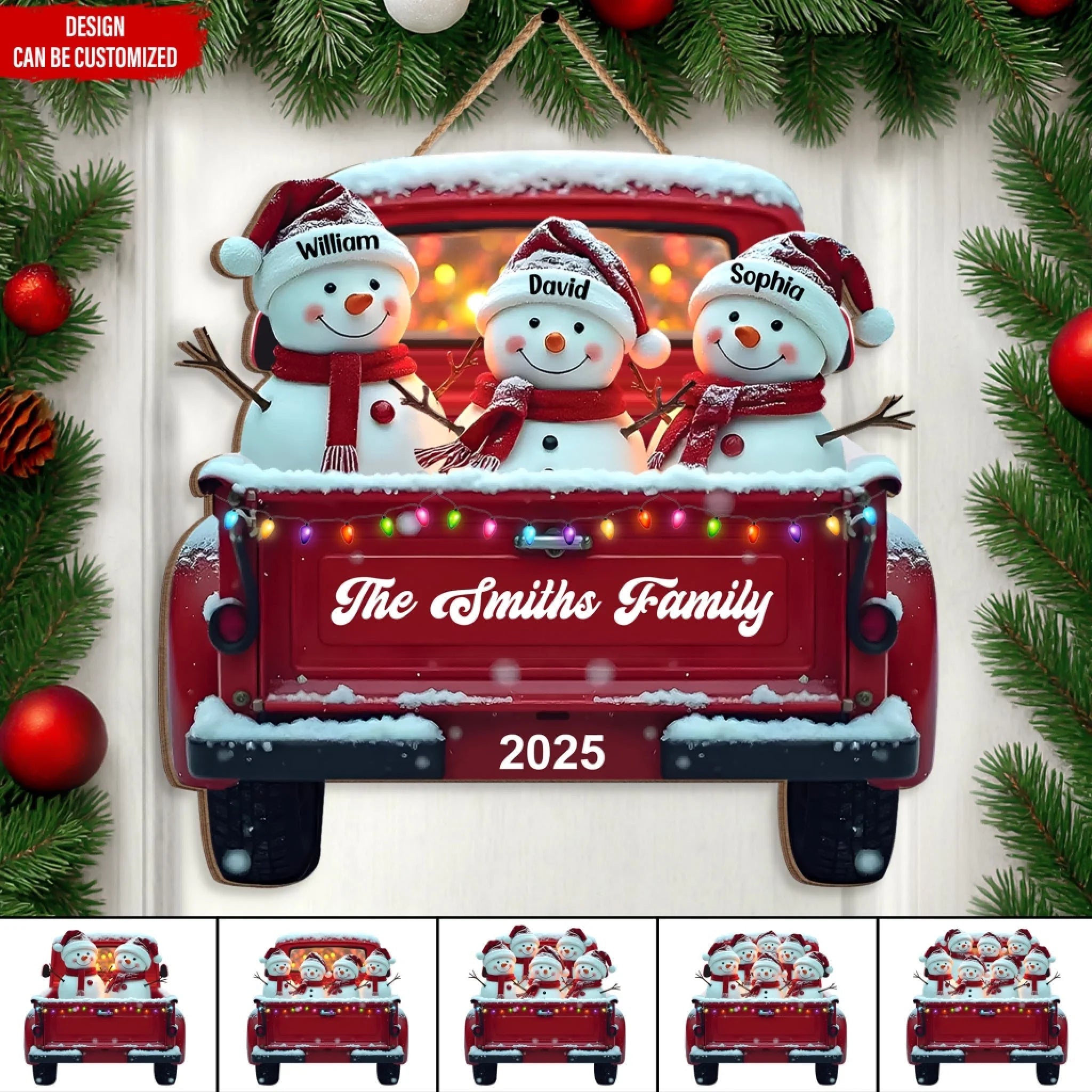 Snowman Family Red Truck Christmas Decoration mk ads