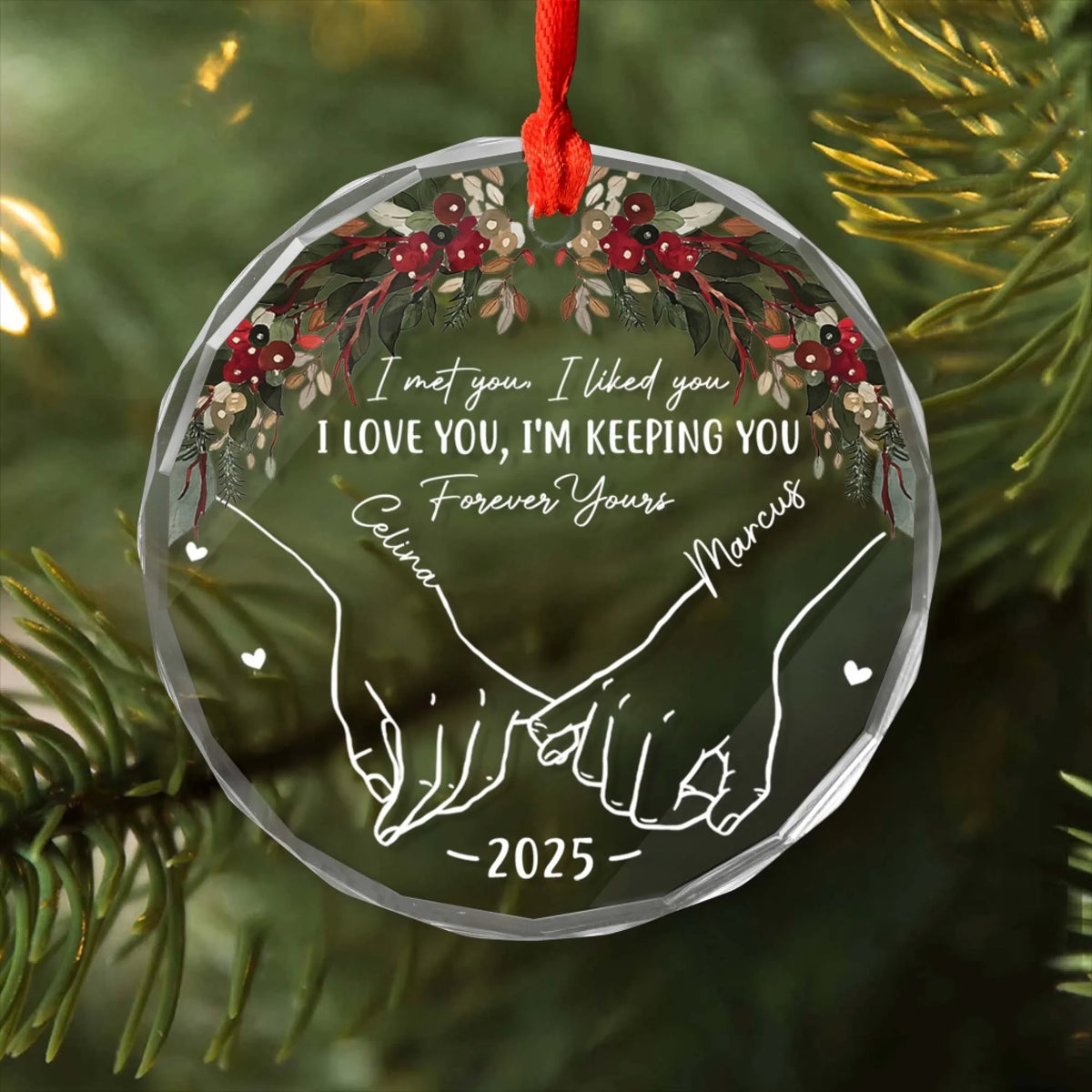 I Met You, I Liked You Couple - Personalized Glass Ornament, Gift For Couple