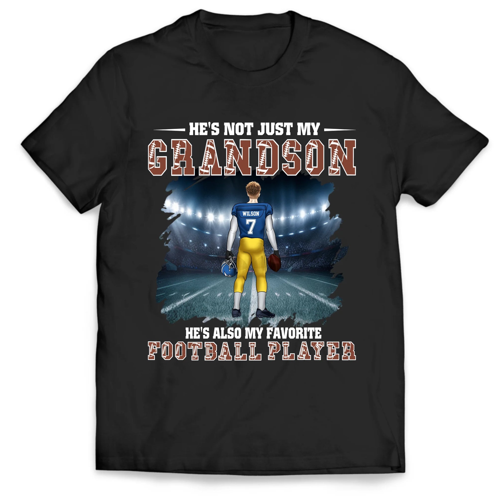 Proud Football Grandparents - Personalized T-Shirt, Football Grandma/Grandpa Shirt
