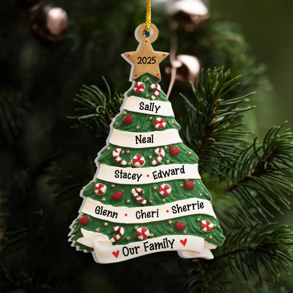Large Family Christmas Tree Ornament - Personalized Acrylic Ornament, Family Christmas Gift