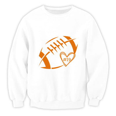Football Heart & Number - Personalized T-Shirt, Game Day Football, Custom Player Number