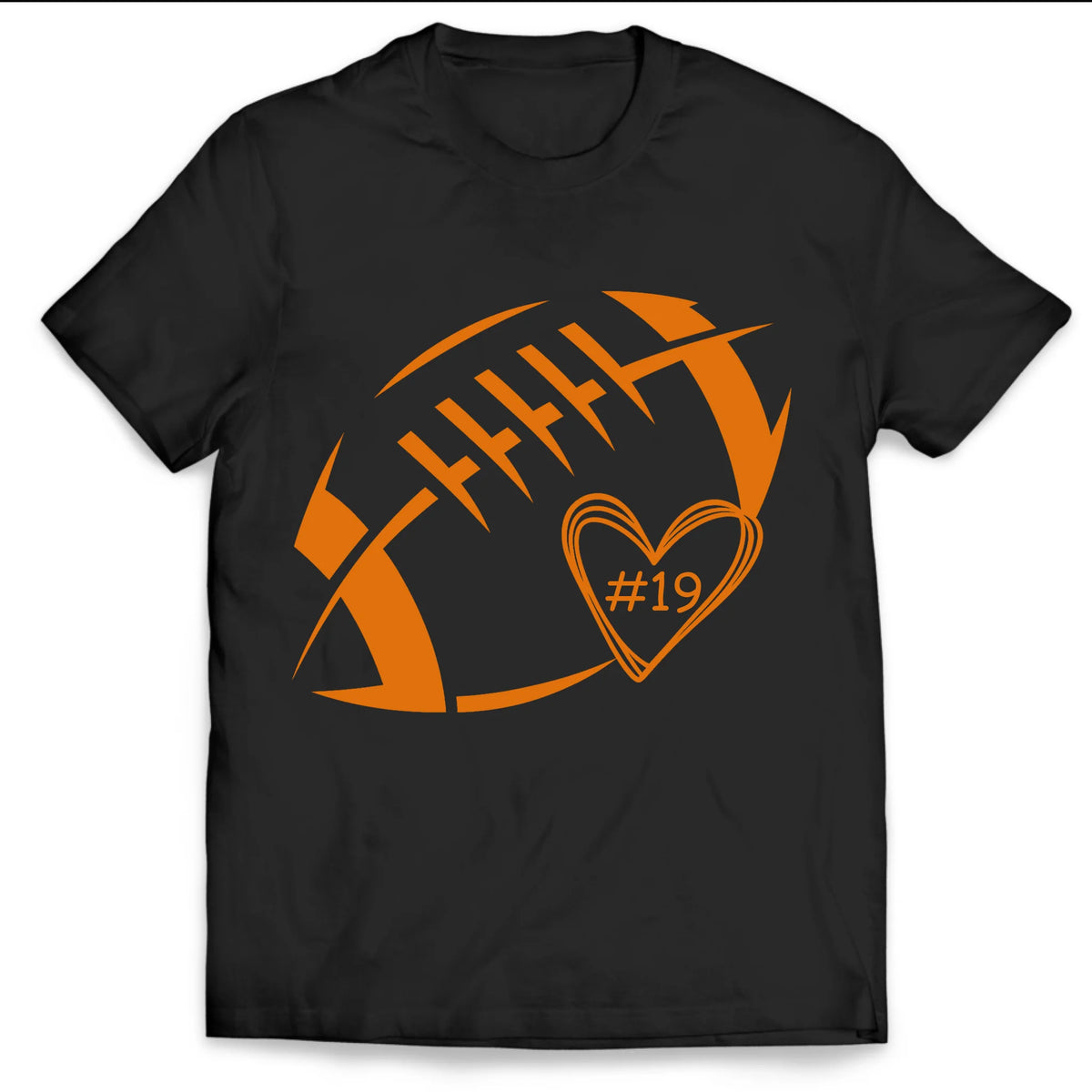 Football Heart &amp; Number - Personalized T-Shirt, Game Day Football, Custom Player Number