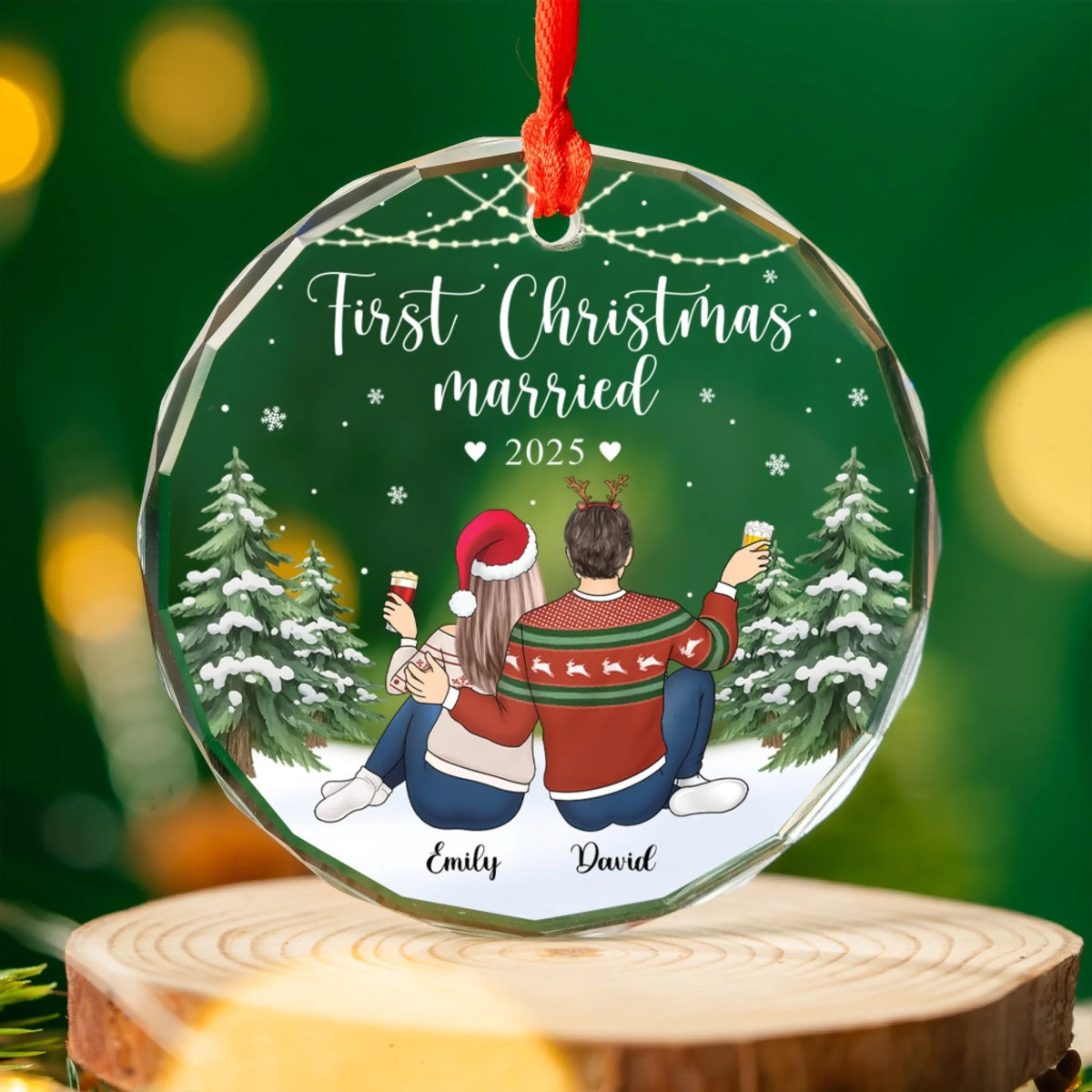 First Christmas as a Married Couple - Personalized Glass Ornament, Newlywed Gift, Christmas Decoration