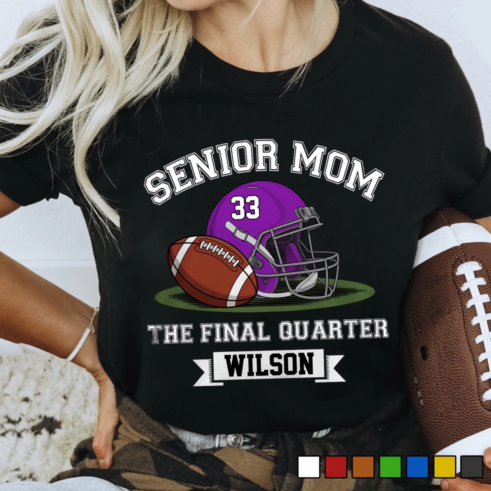 The Final Quarter - Personalized T-Shirt, Senior Football Mom Game Day Shirt, Touchdown Season