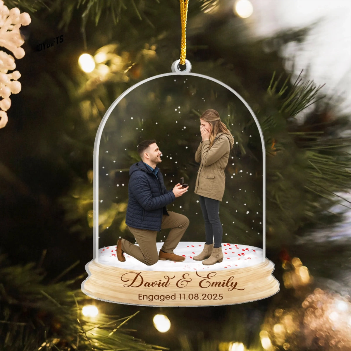 Engagement Couples Photo - Personalized Acrylic Ornament, Gift For Couples, Engagement Gift