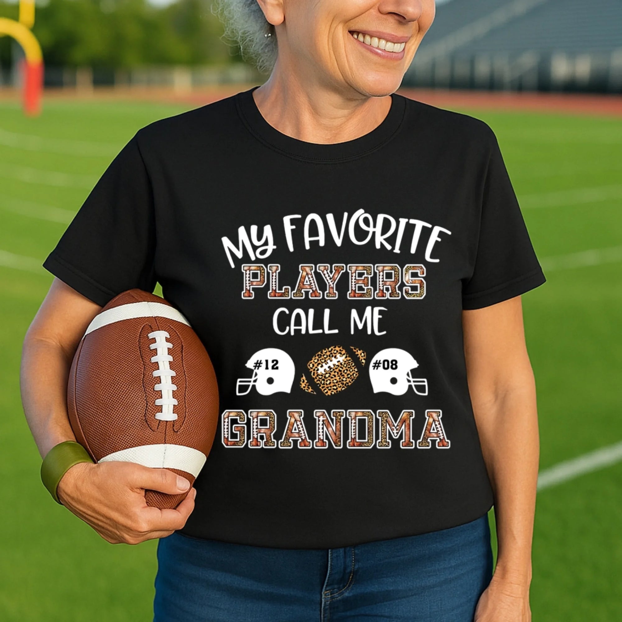 My Favorite Player Calls Me Grandma - Personalized T-Shirt, Football Shirt for Mom/Grandma, Football Grandma Game Day Shirt