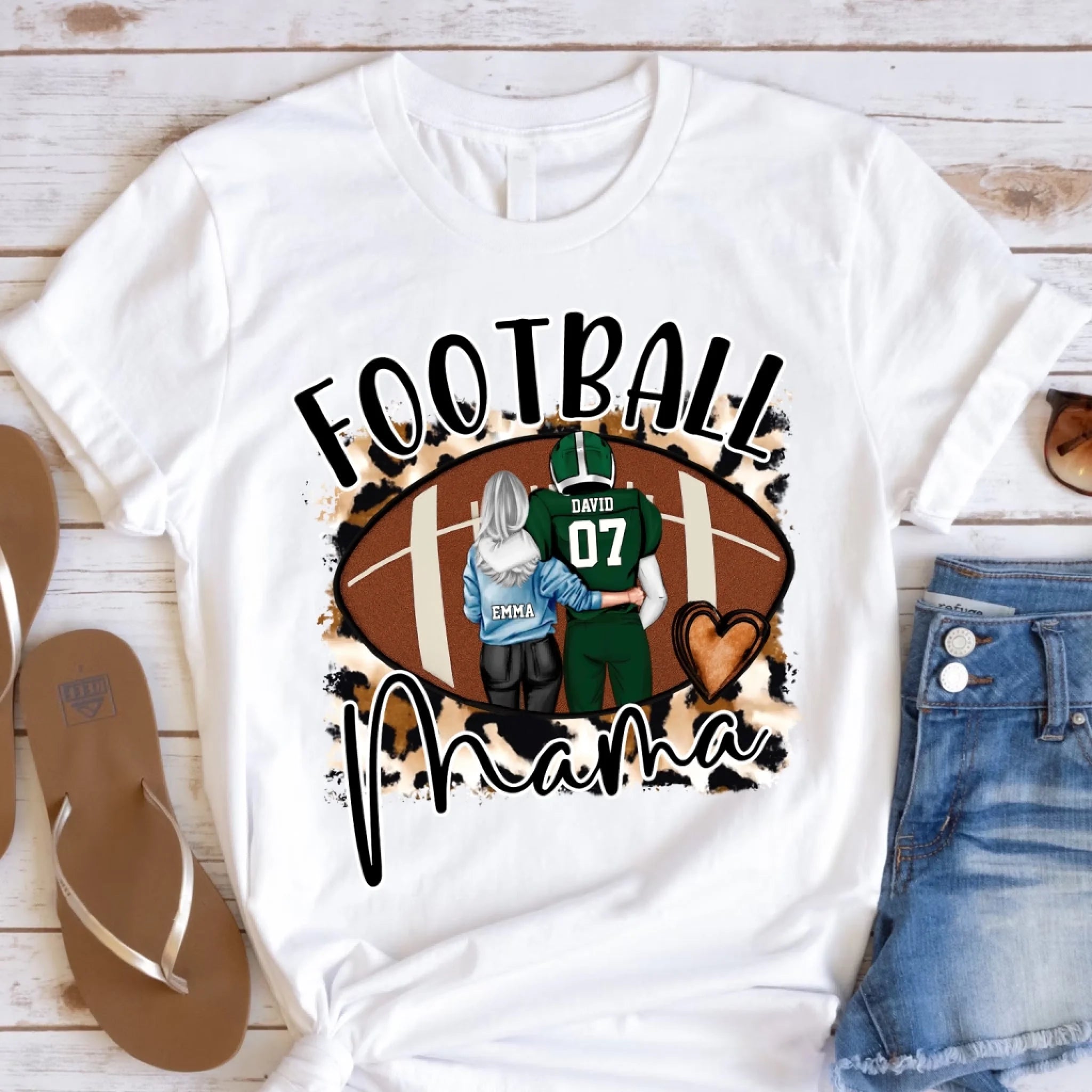 Leopard Football Mom - Personalized T-Shirt, Gift For Football Fan, Gift For Football Lover