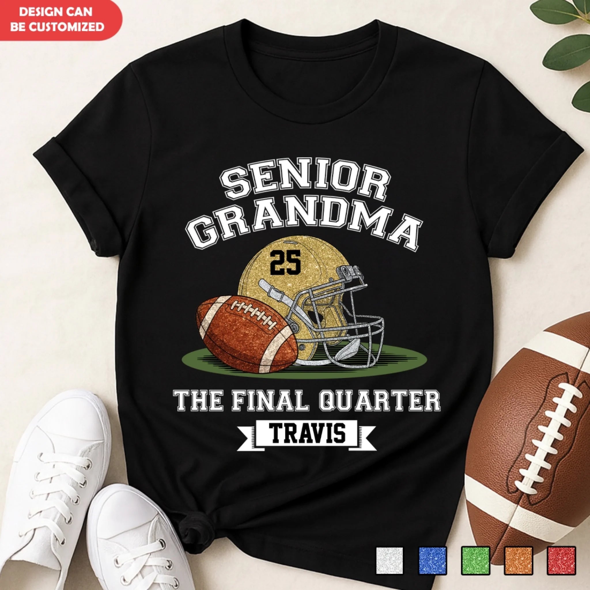 Senior Grandma In The Final Quarter - Personalized T-Shirt, Football Family Gift