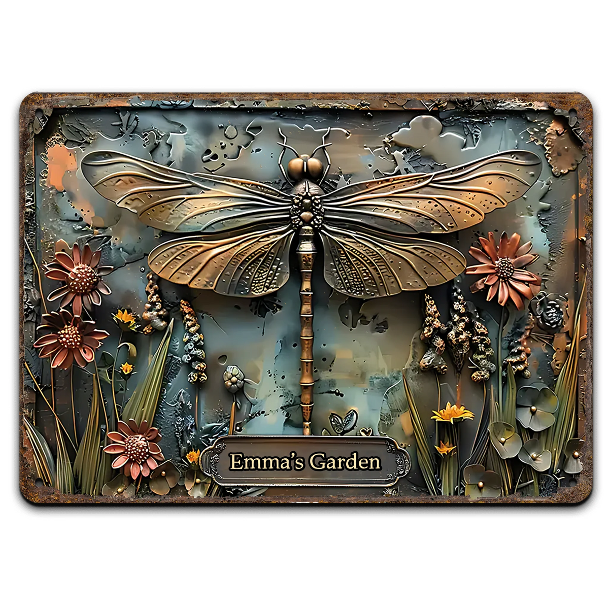 Stunning Dragonfly - Personalized Metal Sign, Gift For Garden Lovers