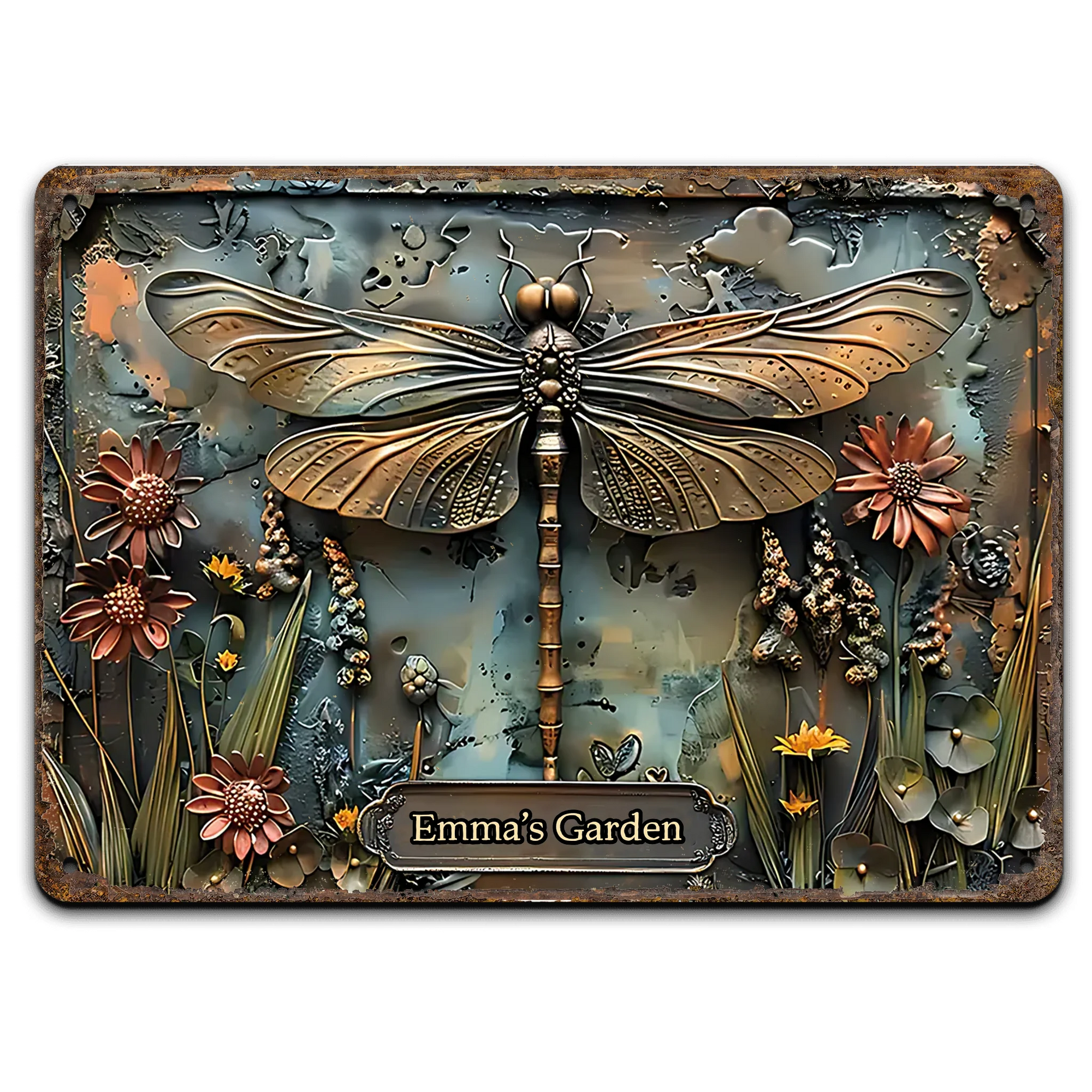 Stunning Dragonfly - Personalized Metal Sign, Gift For Garden Lovers