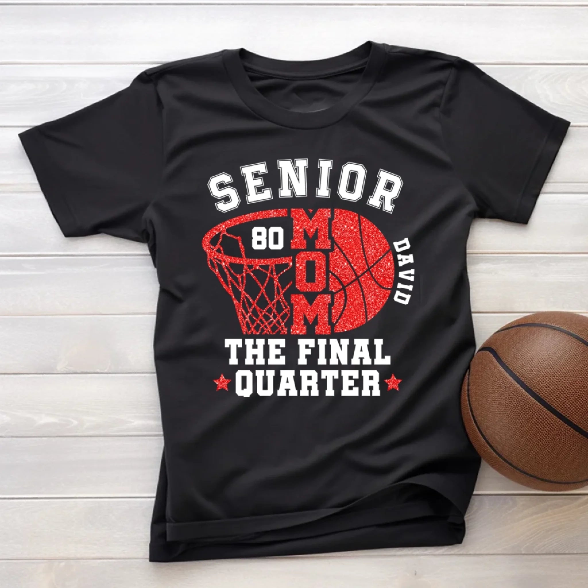 Senior Mom The Final Quarter - Personalized T-shirt, Custom Basketball Grandma/Mom T-Shirt