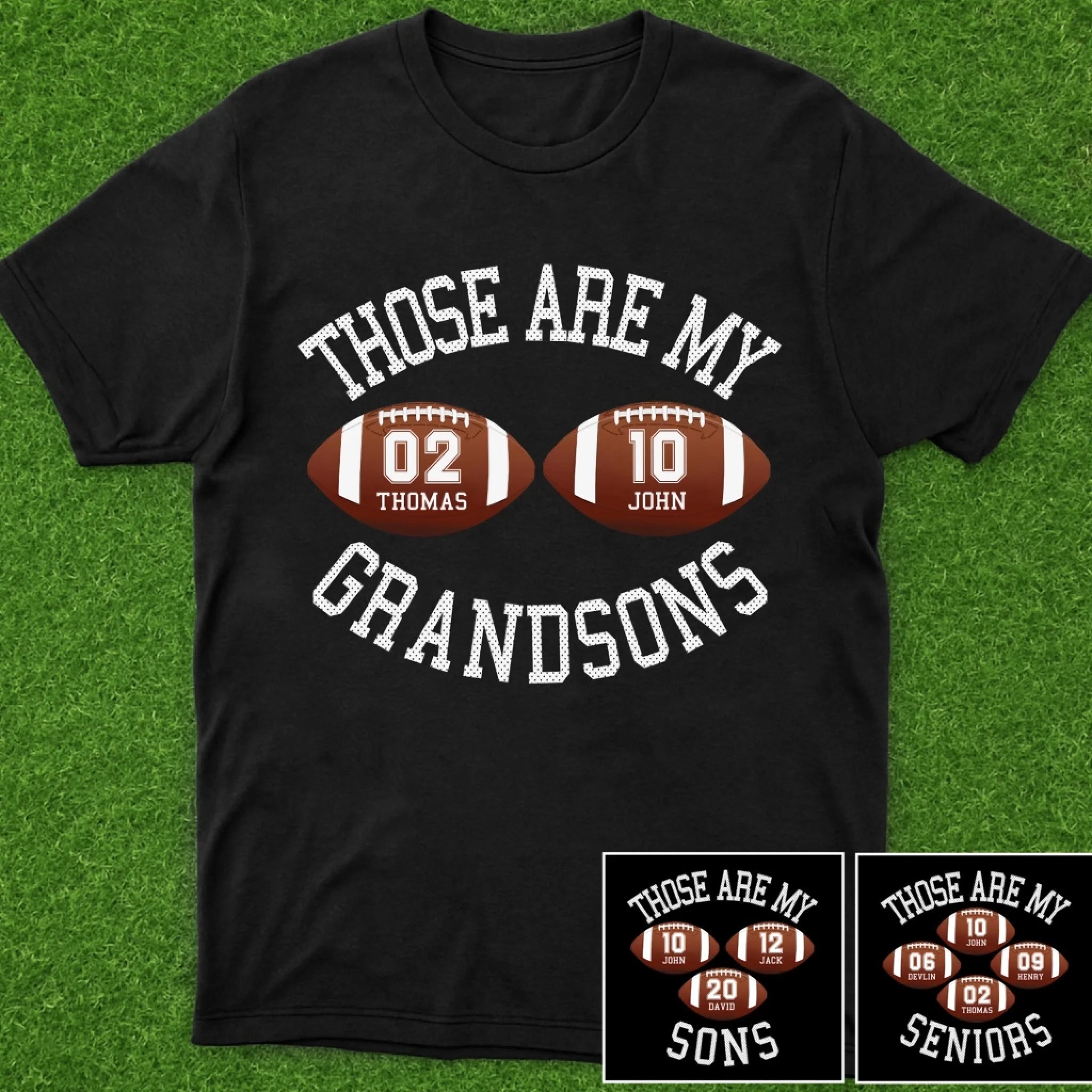 Football Those Are My Grandsons - Personalized T-Shirt, Gift For Football Grandma/ Grandpa