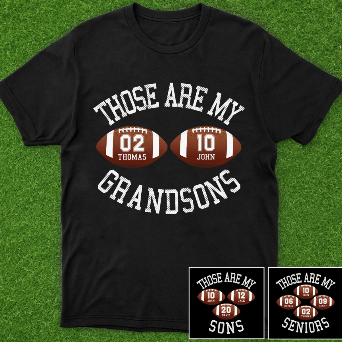 Football Those Are My Grandsons - Personalized T-Shirt, Gift For Football Grandma/ Grandpa