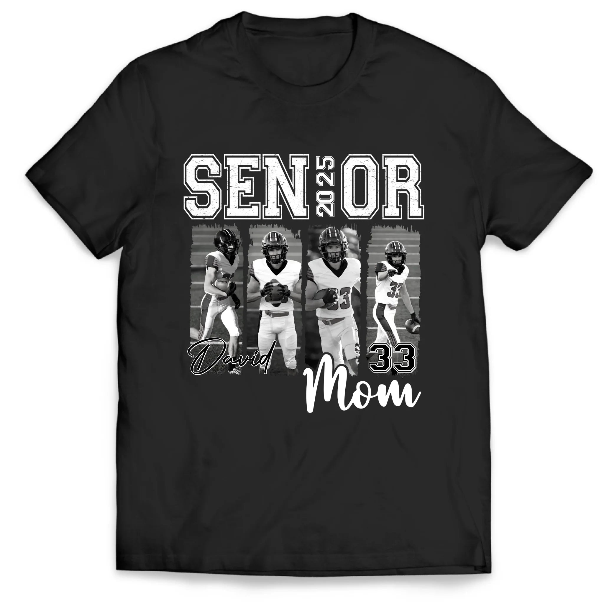 Custom Football Mom Shirt, Senior Mom Football - Personalized T-Shirt, Custom Photo