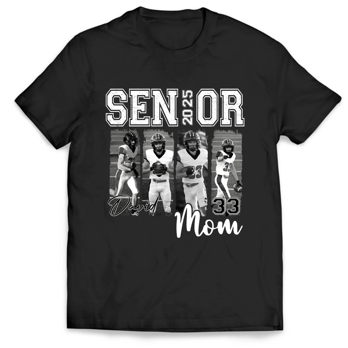 Custom Football Mom Shirt, Senior Mom Football - Personalized T-Shirt, Custom Photo