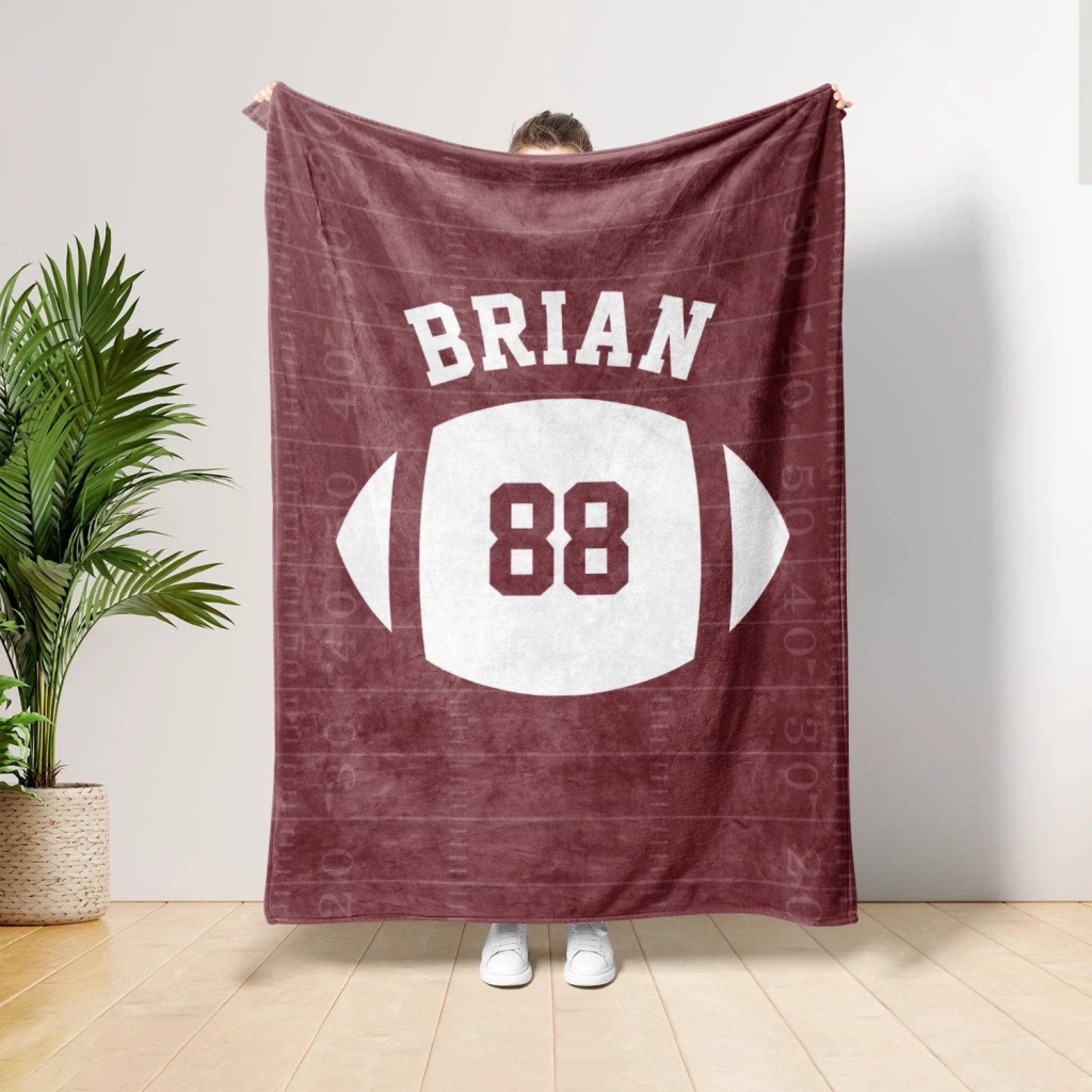 Custom Football With Name And Number - Personalized Blanket, Gift For Football Lover