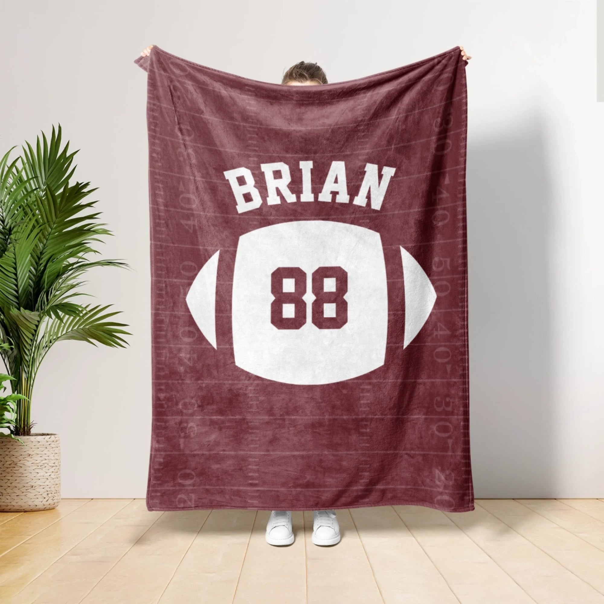 Custom Football With Name And Number - Personalized Blanket, Gift For Football Lover