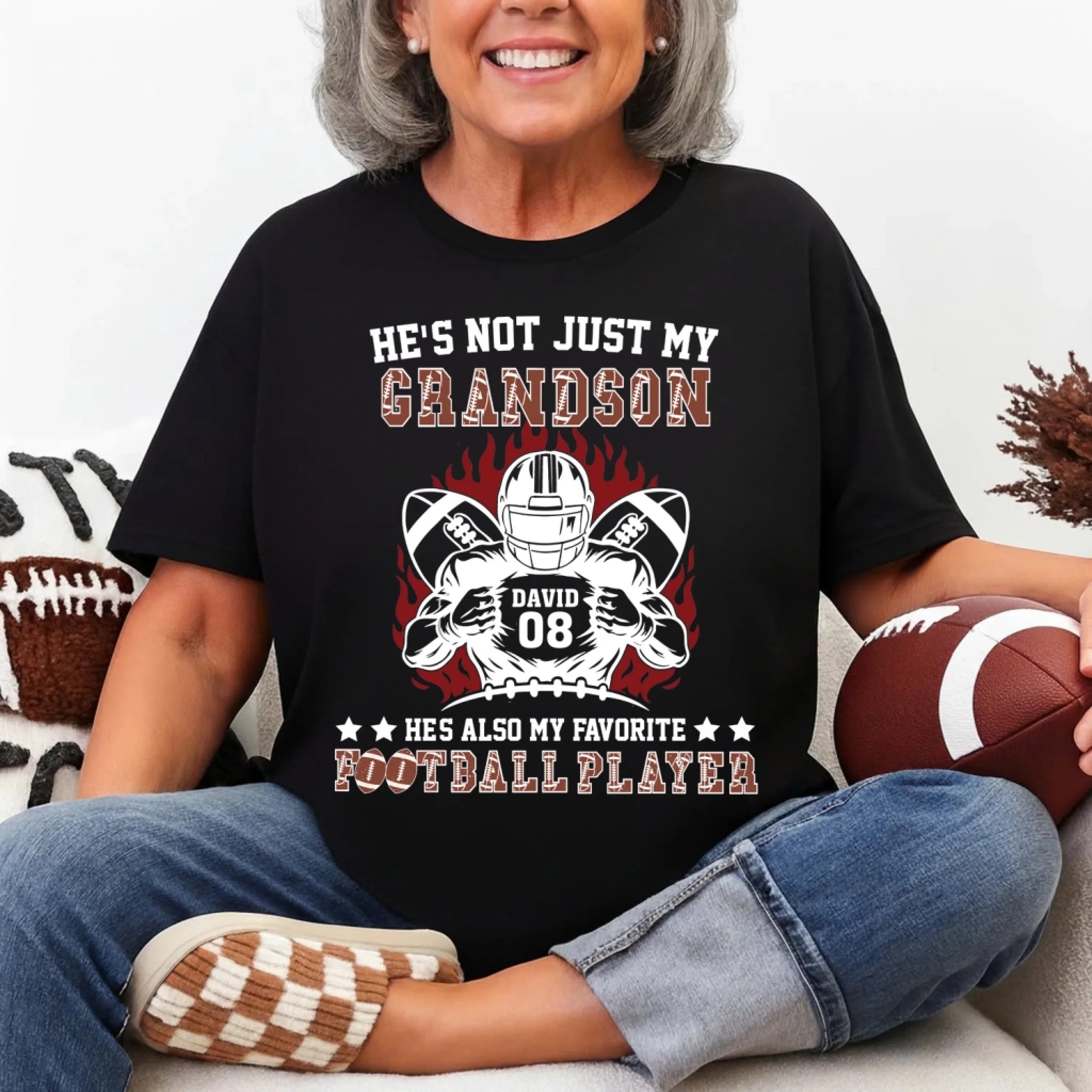 He’s Not Just My Child He’s My Pride On The Field - Personalized T-Shirt, Football Fan, Football Mom/ Grandma
