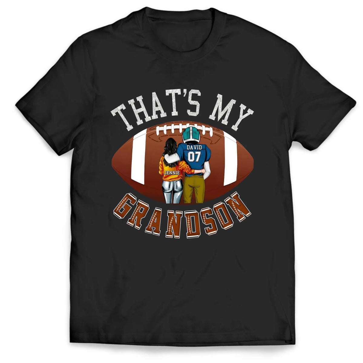 My Grandson My Proud - Personalized T-Shirt, Gift For Football Fan, Football Grandma/Mom