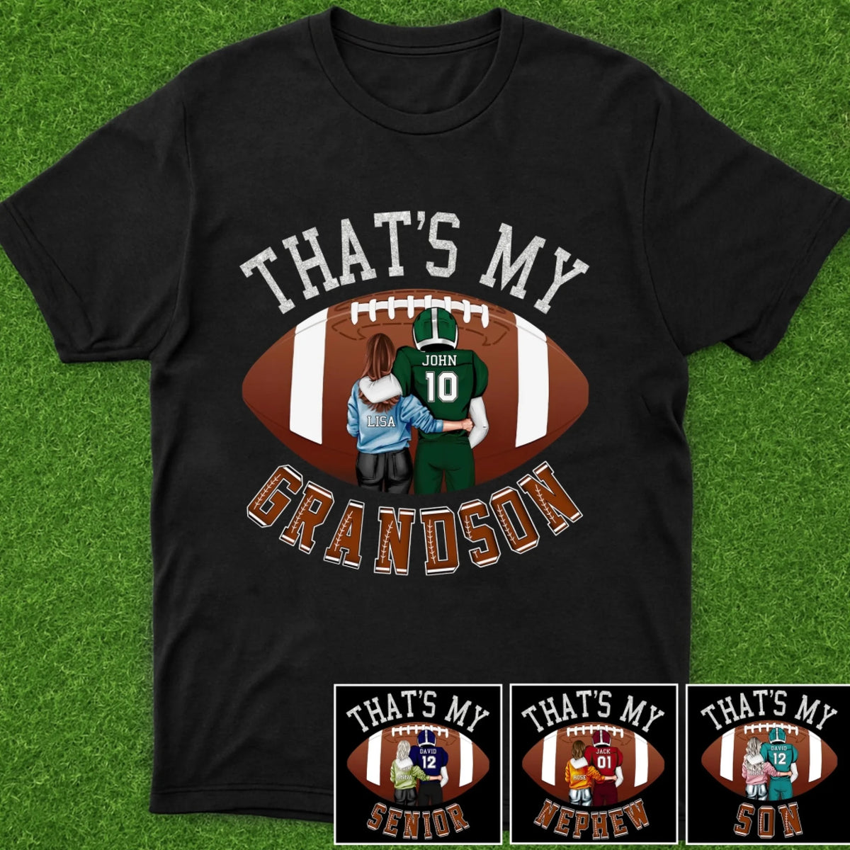 My Grandson My Proud - Personalized T-Shirt, Gift For Football Fan, Football Grandma/Mom