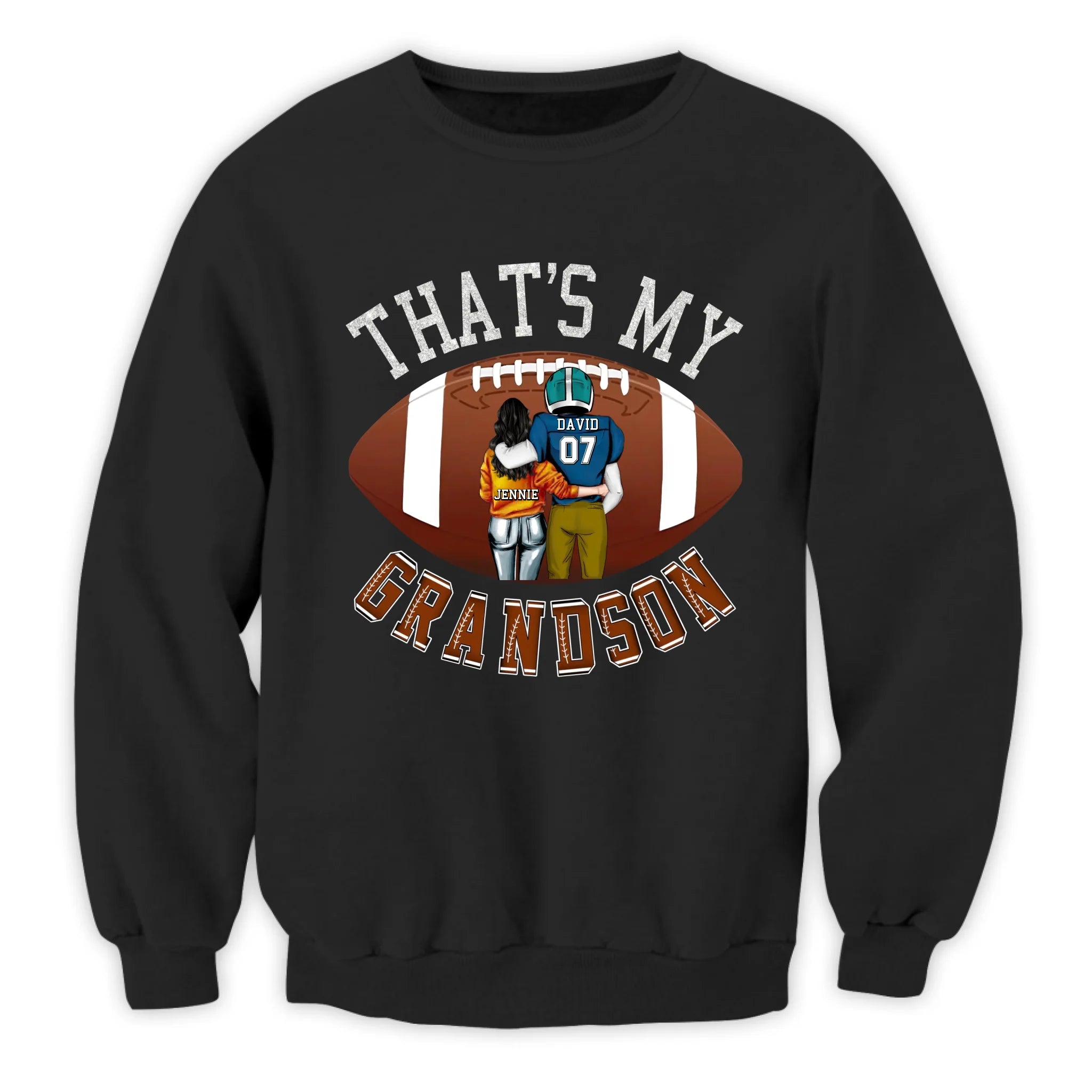 My Grandson My Proud - Personalized T-Shirt, Gift For Football Fan, Football Grandma/Mom
