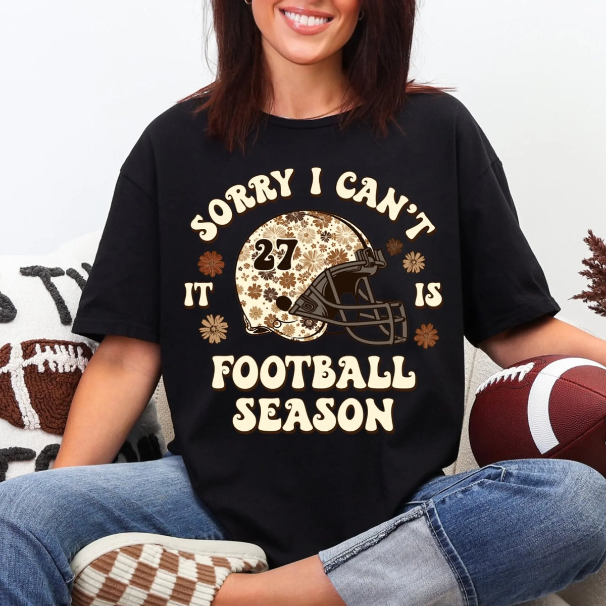 Sorry I Can’t It Is Football season - Personalized T-Shirt, Gift For Football Mom/Grandma
