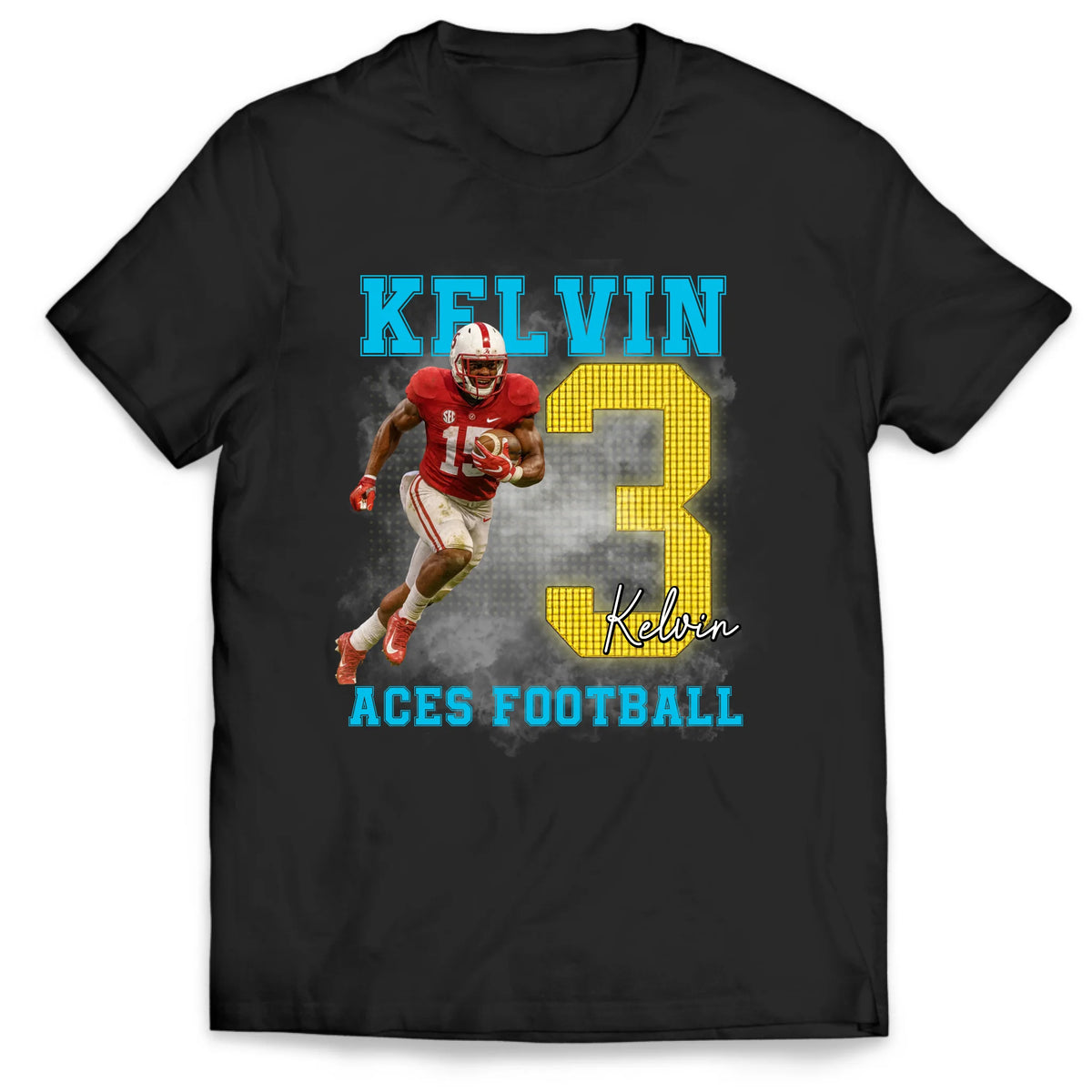 Custom Name And Number Football Player - Personalized T-shirt, Custom Photo