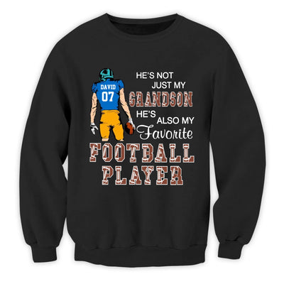 Proud Football Family, He's My Favorite Player - Personalized T-Shirt, Gift for Football Family, Football Mom/Grandma Tee