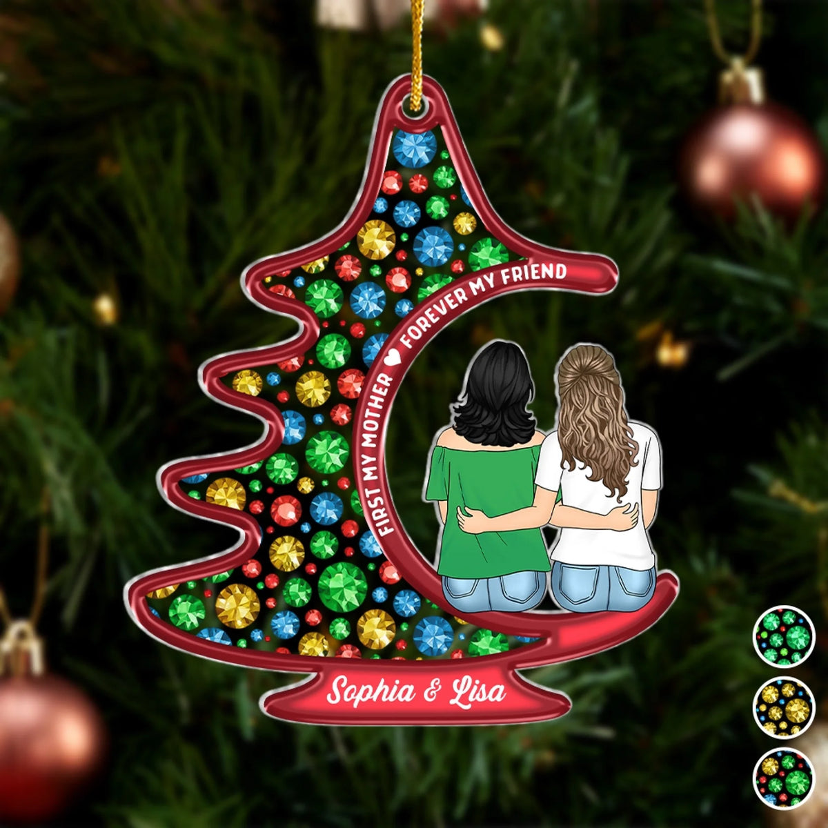 First My Mother Forever My Friend - Personalised Acrylic Ornament, Christmas Gift For Mom, Mother & Daughter Keepsake Gift