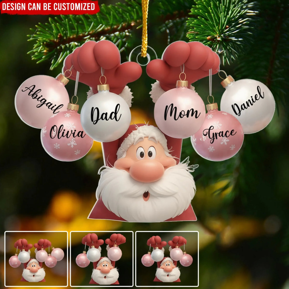 Santa Holdings Baubles - Personalized Acrylic Ornament, Family Christmas Decoration