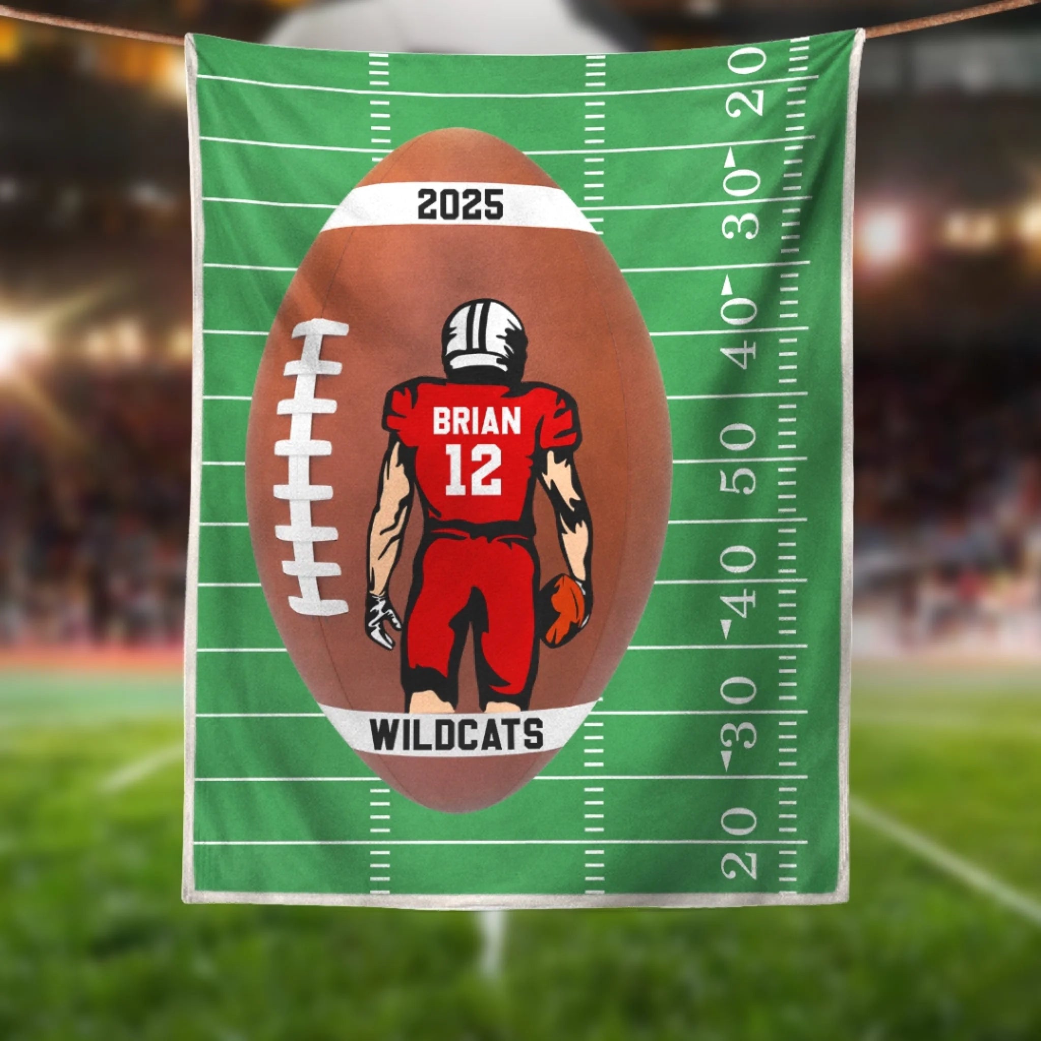 Custom Name Football Gift - Personalized Blanket, Gift For Football Lover