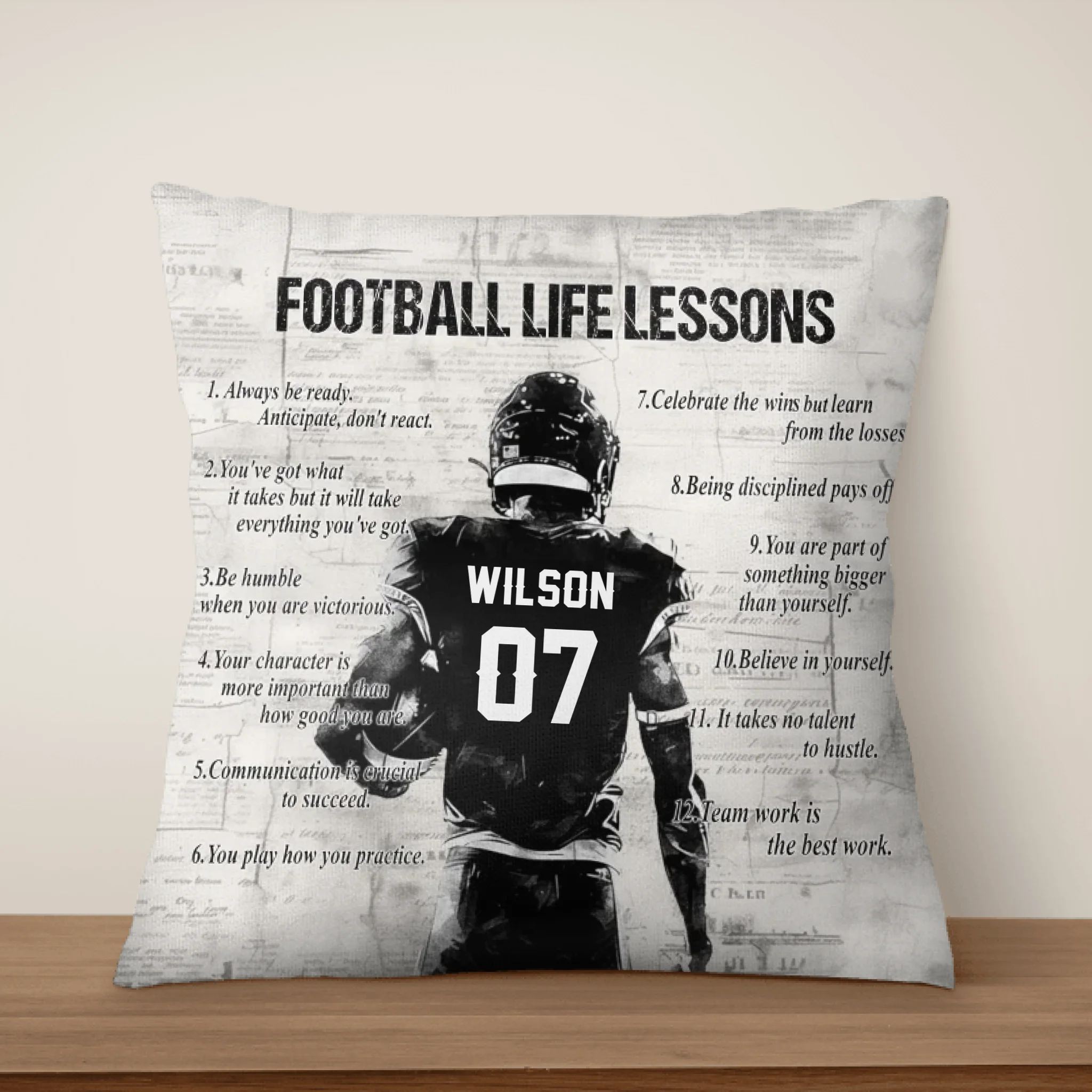 Football Life Lessons - Personalized Pillow, Gift For Football Player, Football Lover Christmas Decor