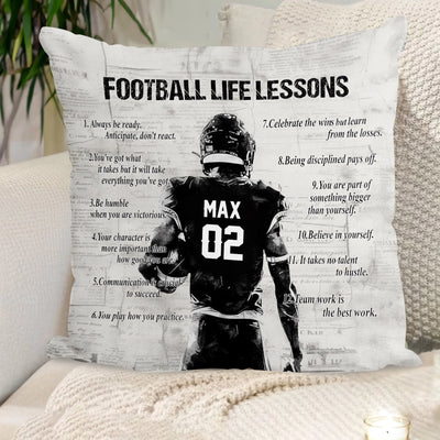 Football Life Lessons - Personalized Pillow, Gift For Football Player, Football Lover Christmas Decor