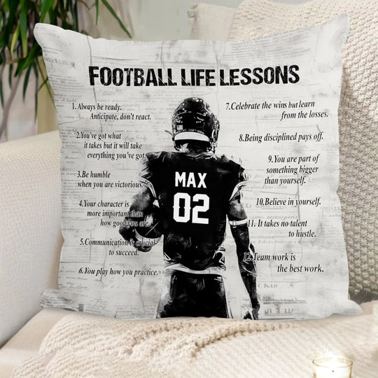Football Life Lessons - Personalized Pillow, Gift For Football Player, Football Lover Christmas Decor