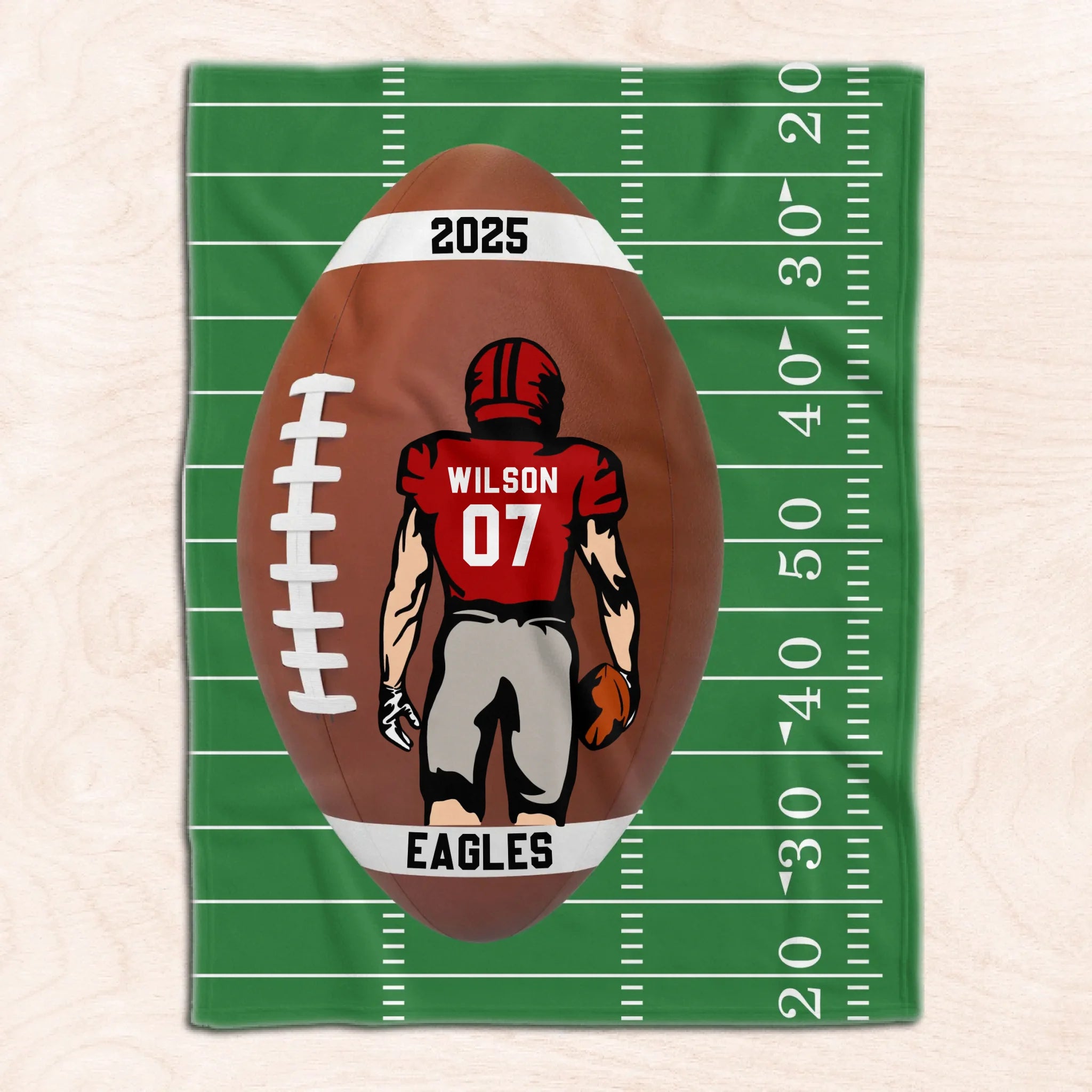 Custom Name Football Gift - Personalized Blanket, Gift For Football Lover
