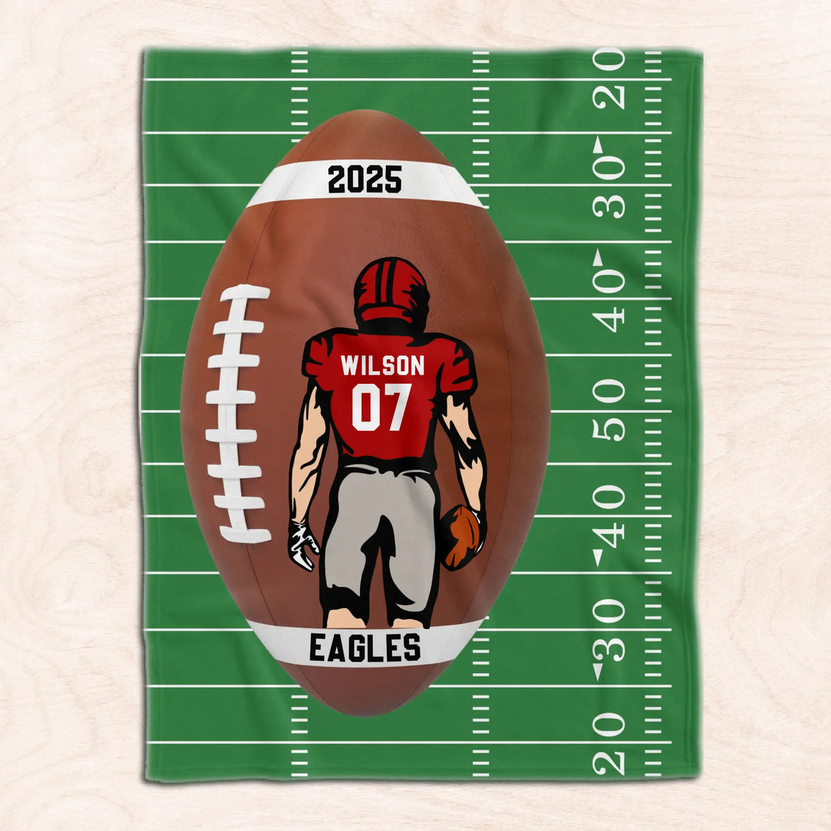 Custom Name Football Gift - Personalized Blanket, Gift For Football Lover