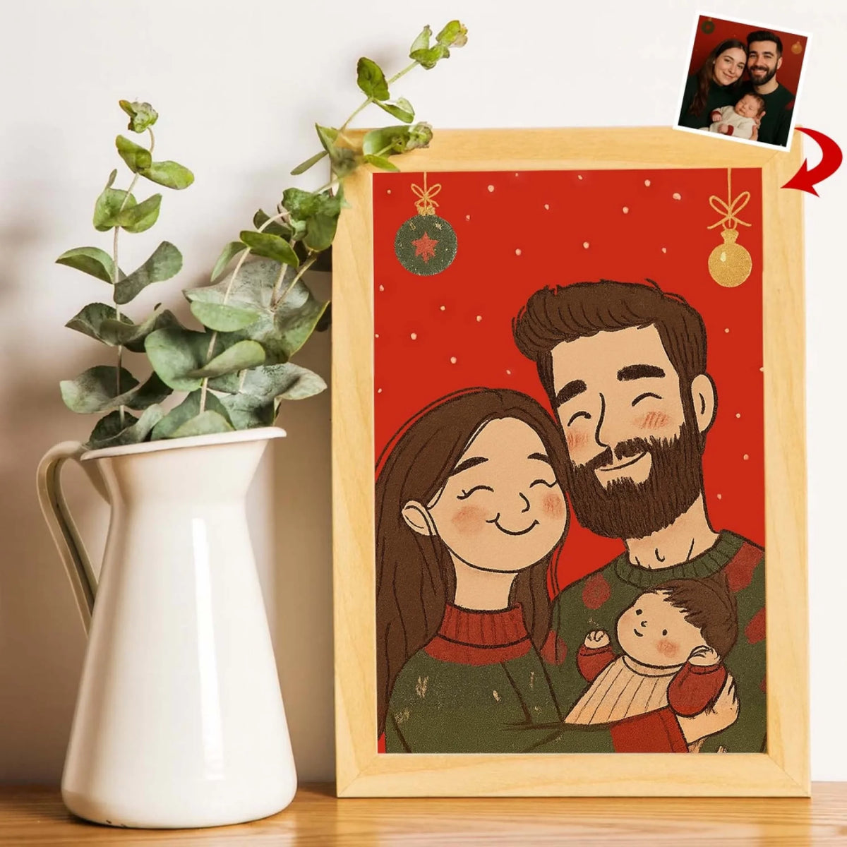 Family Portrait With Cute Style - Personalized Poster, Family Gift, Christmas Decoration