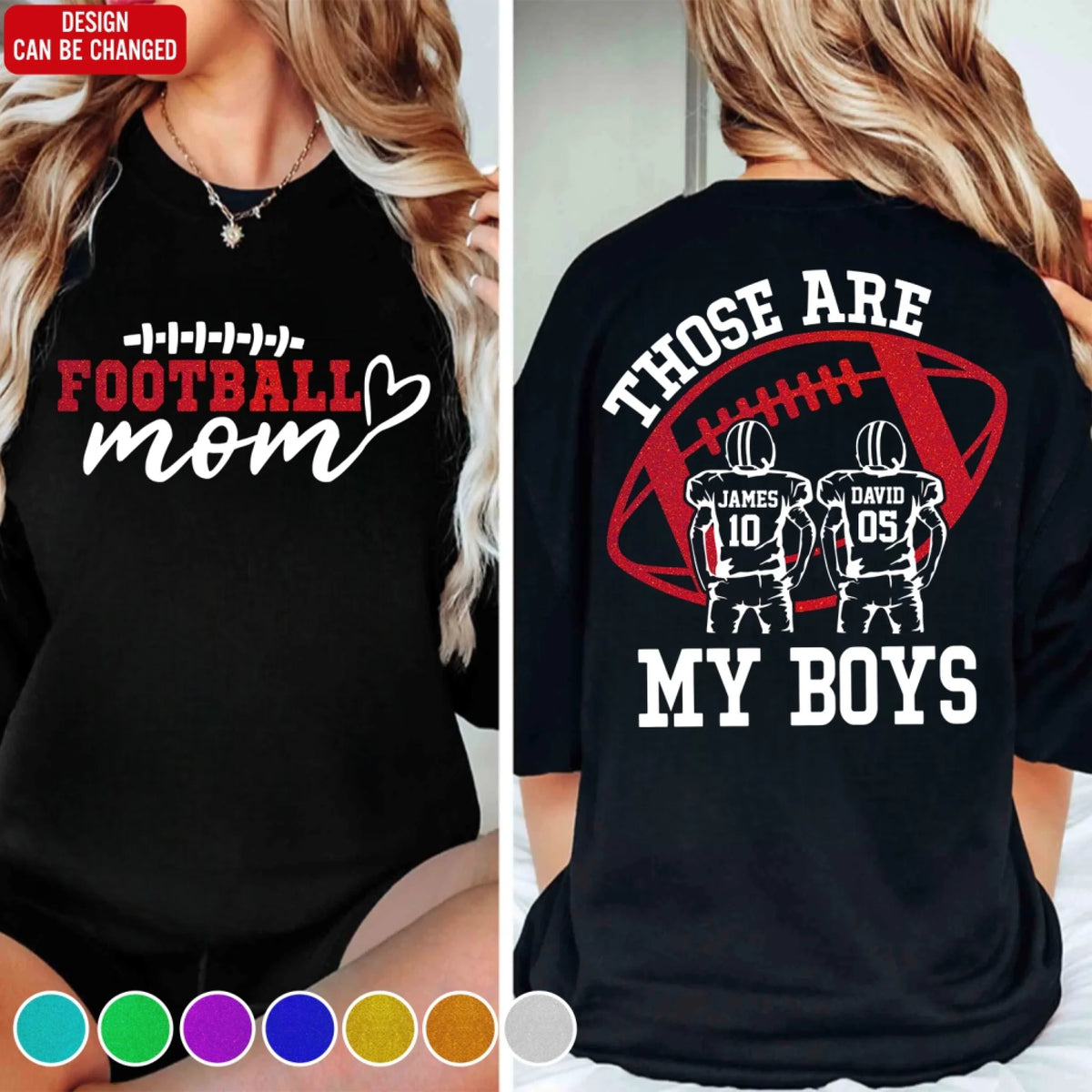 Those Are My Boys Glitter - Personalized 2 Side T-Shirt, Gift for Football Mom/Grandma