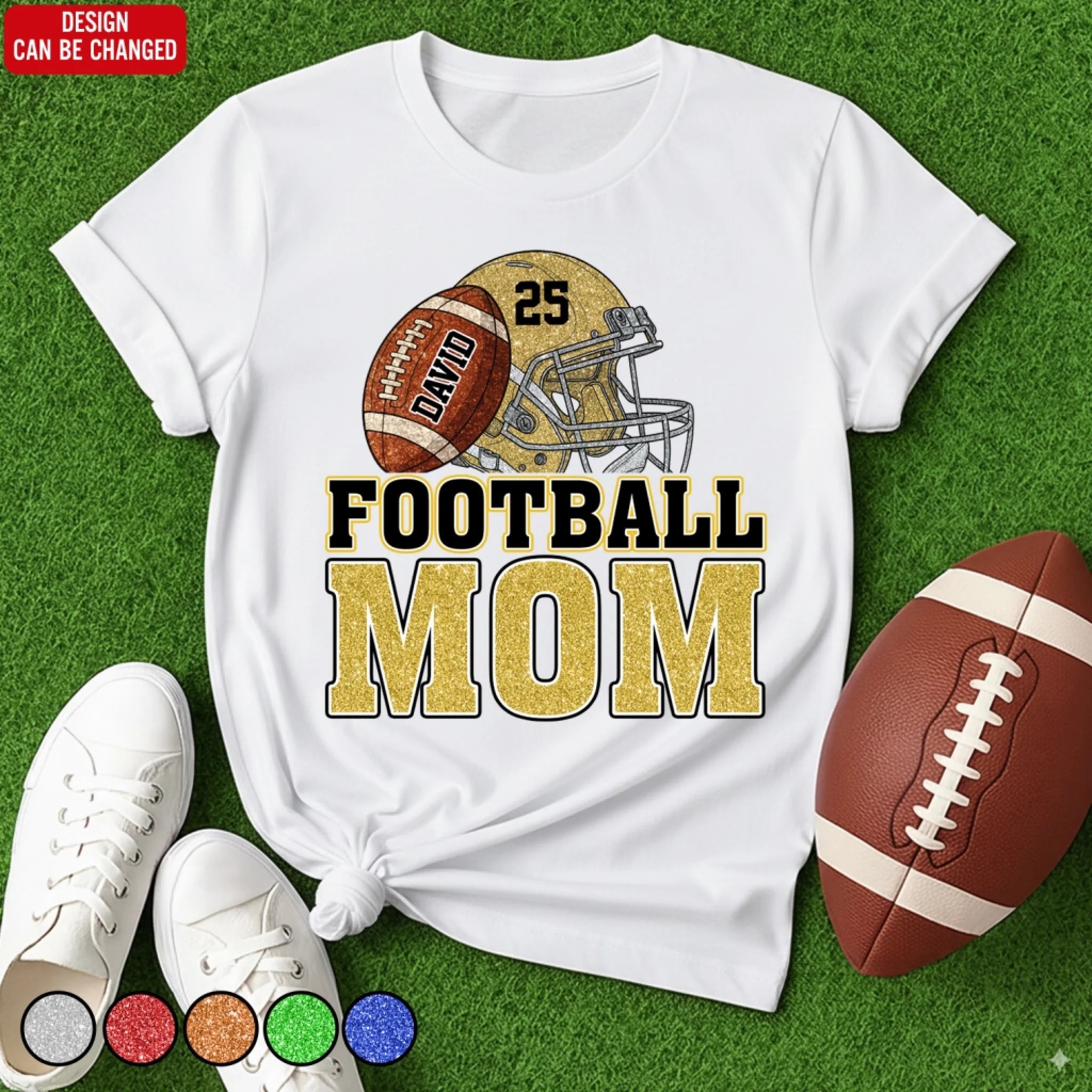 Gliter Football Mom - Personalized T-Shirt, Gift For Football Mom, Gift For Football Lover