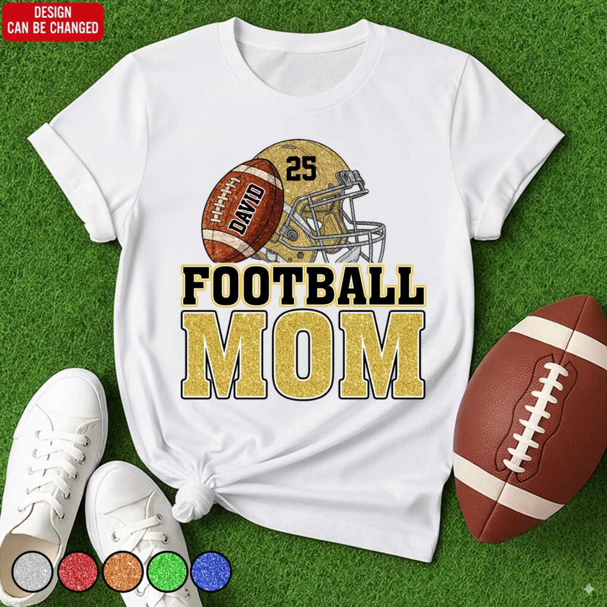 Gliter Football Mom - Personalized T-Shirt, Gift For Football Mom, Gift For Football Lover