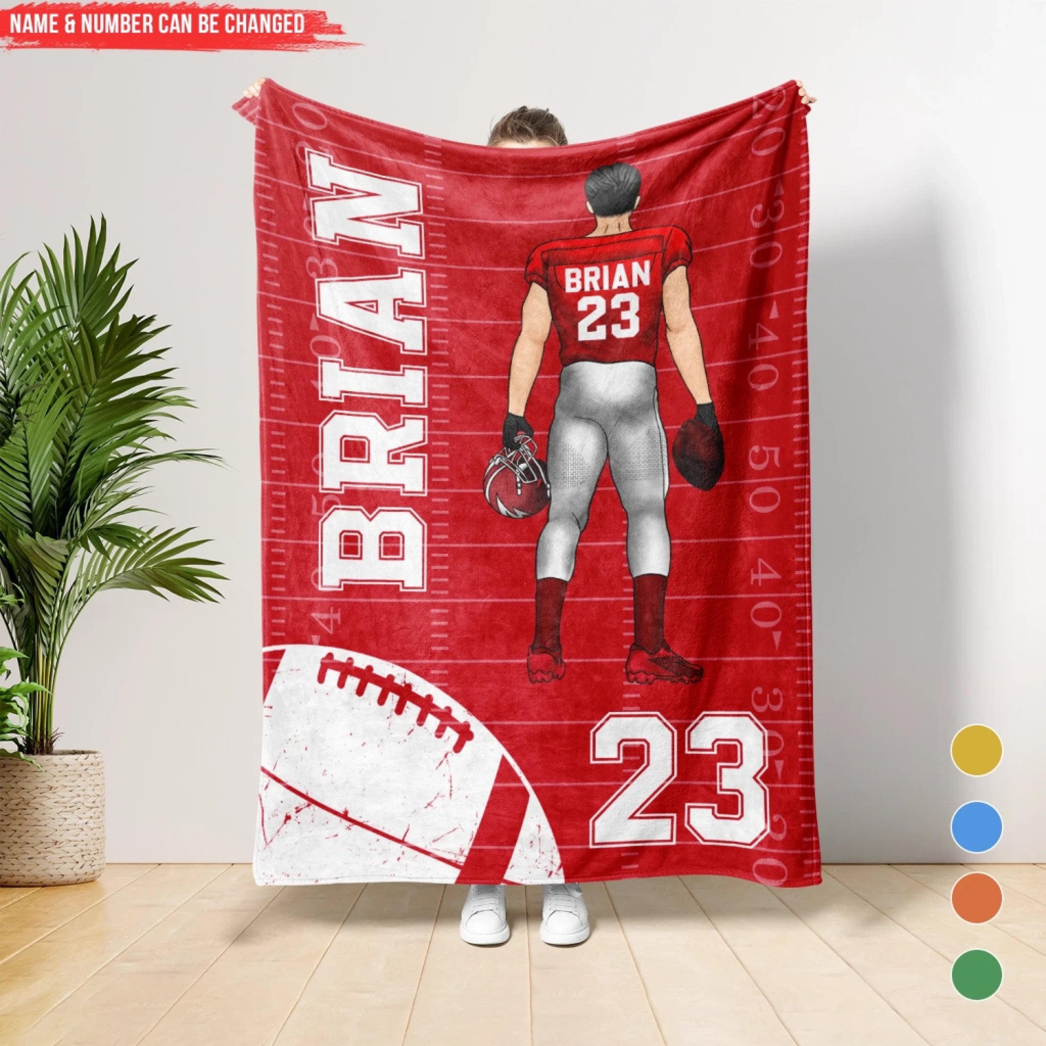 Football Player With Name And Number - Personalized Blanket, Gift For Football Lover