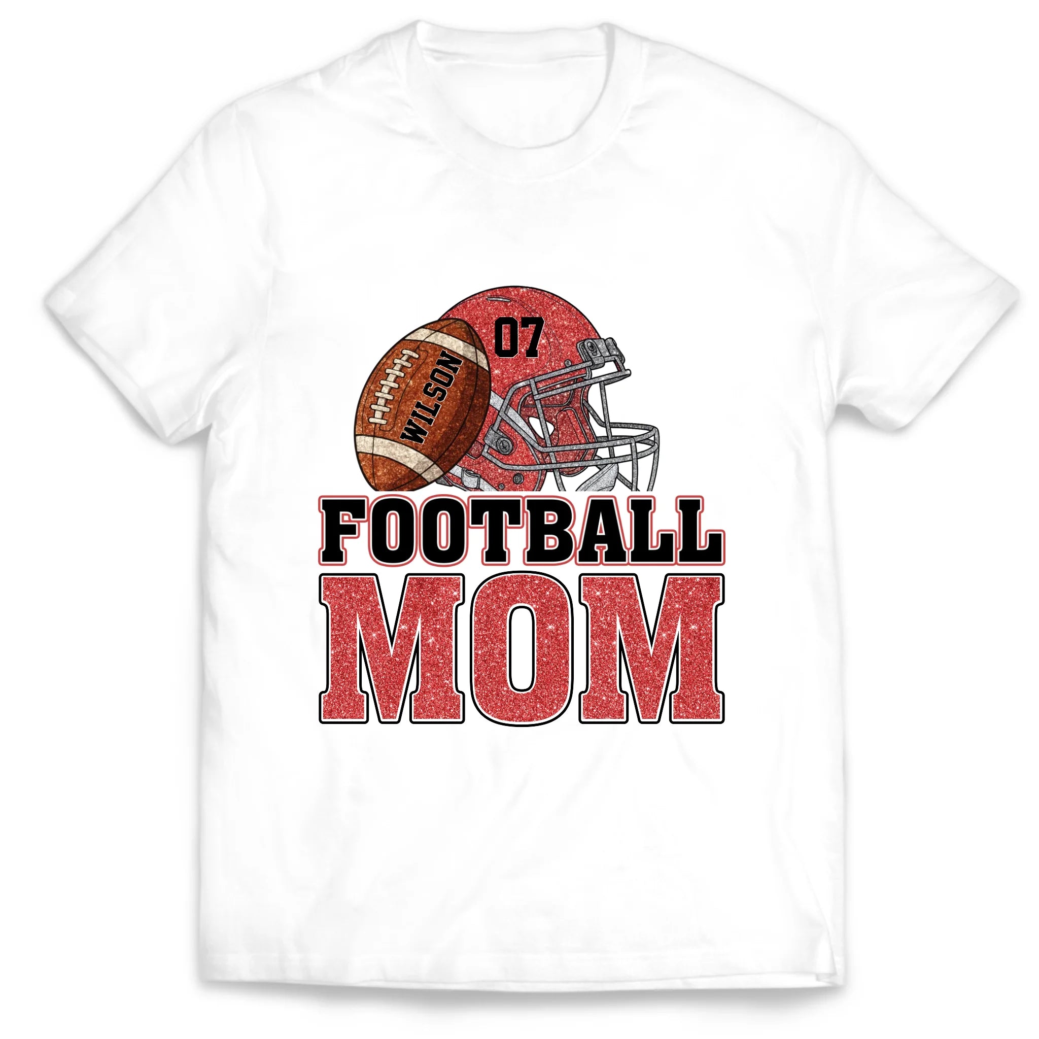 Gliter Football Mom - Personalized T-Shirt, Gift For Football Mom, Gift For Football Lover