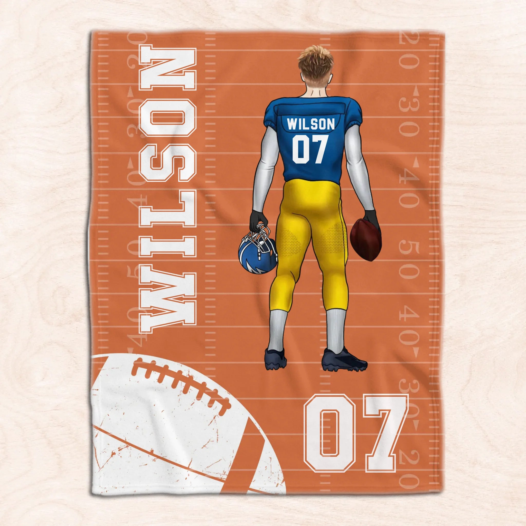Football Player With Name And Number - Personalized Blanket, Gift For Football Lover