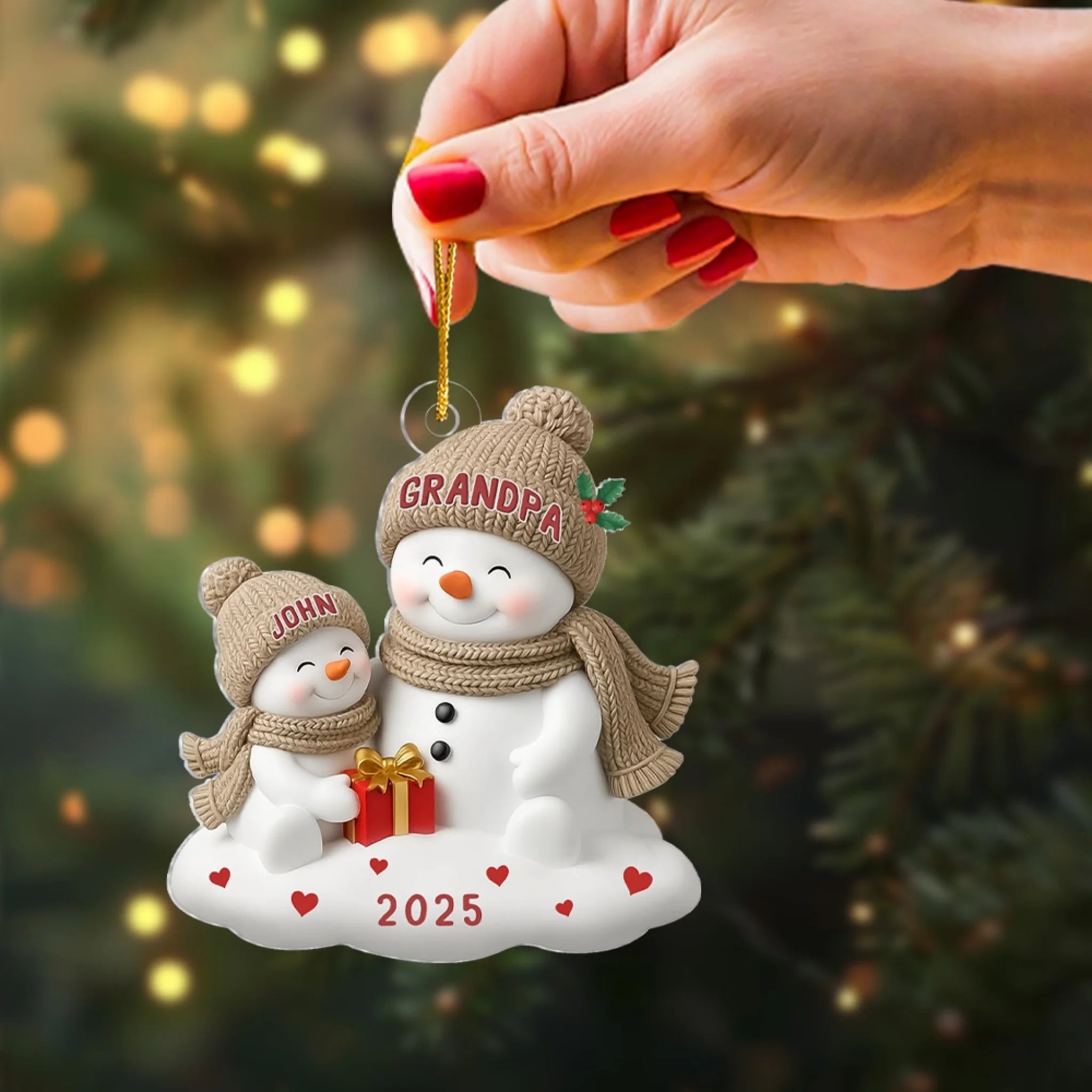 Grandparents And Kids Snowman At Christmas mk 7