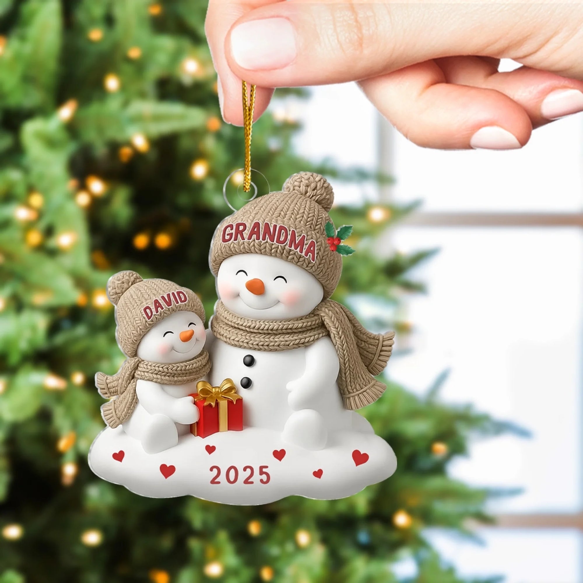 Grandparents And Kids Snowman At Christmas mk 3