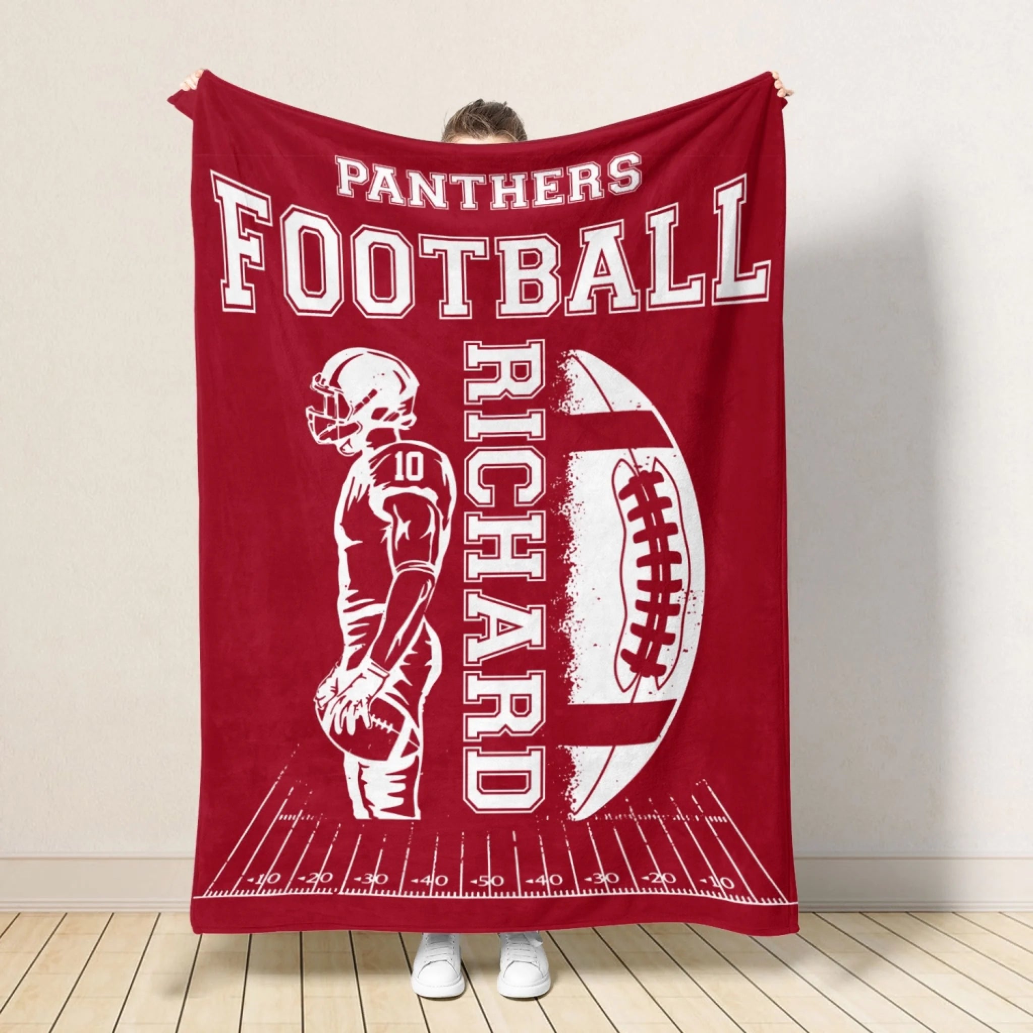 Custom Football Blanket with Name and Number - Personalized Blanket, Sports Blanket, Team Gift, Gift for him, Football Gift