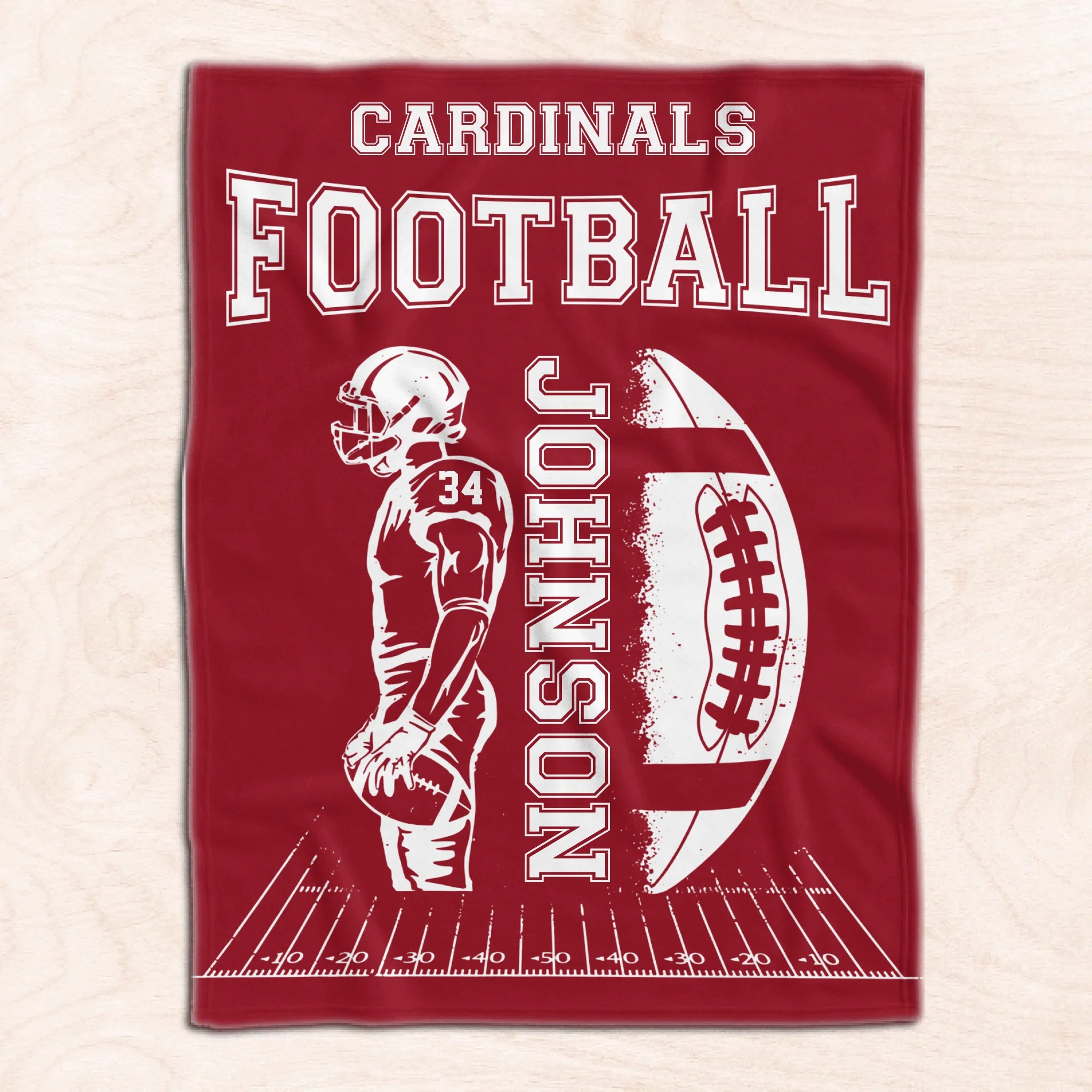 Custom Football Blanket with Name and Number - Personalized Blanket, Sports Blanket, Team Gift, Gift for him, Football Gift